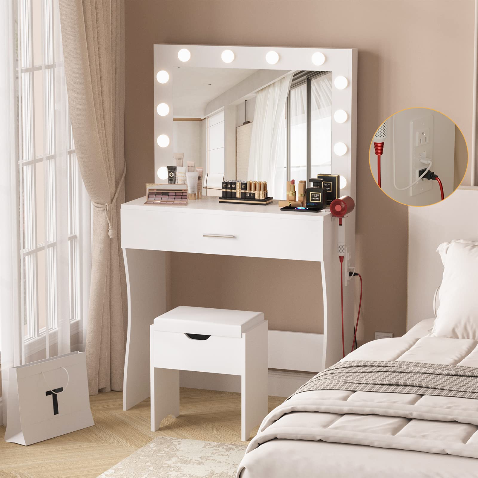 Titoni Vanity Table Set with Lighted Mirror