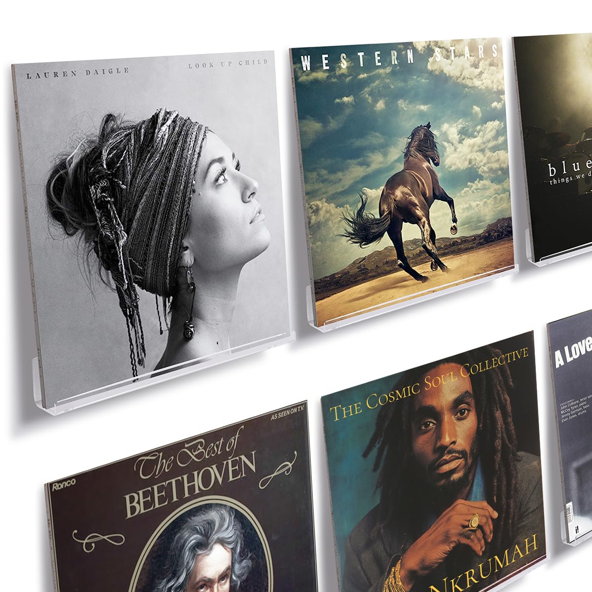 NIUBEE Clear Acrylic Record Wall Mount (6 pack)