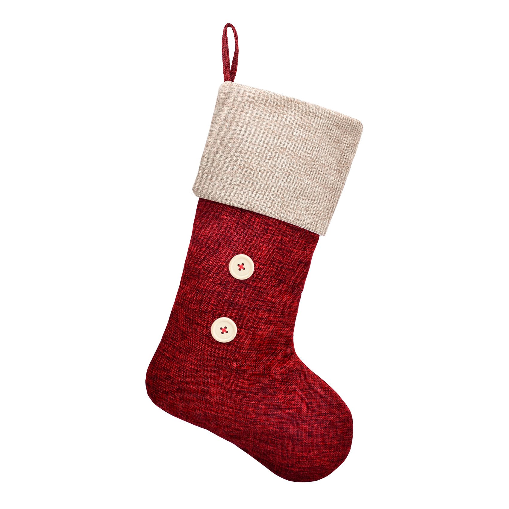 ELEGANTPARK Burlap Christmas Stocking (Red)