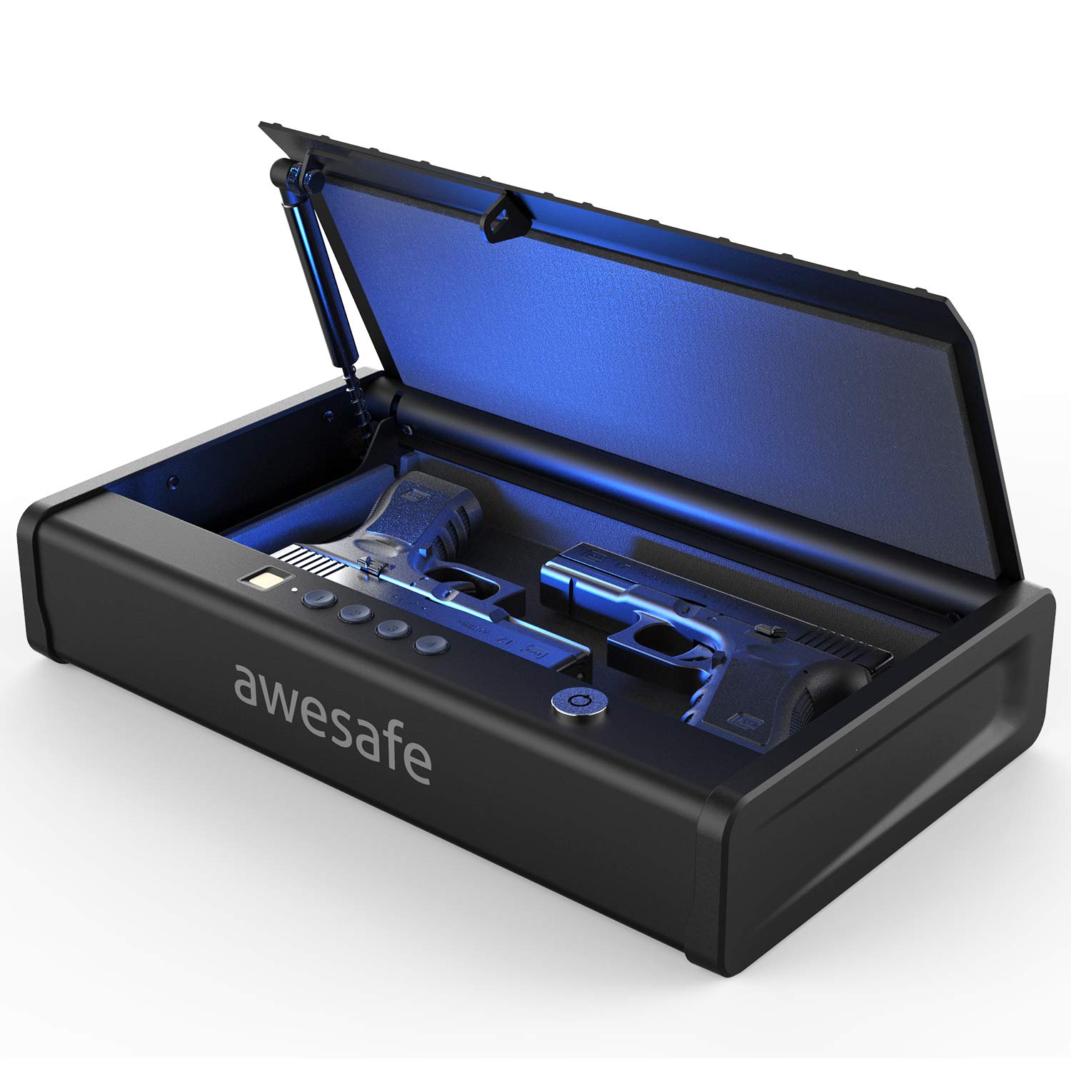 awesafe Biometric Gun Safe for Pistol — Large Biometric Lock Box with Gas Strut