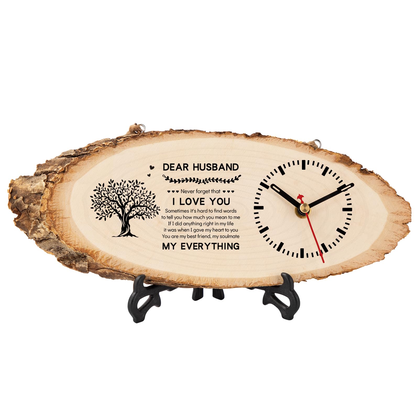 BeauGift Engraved Log Desk Clock