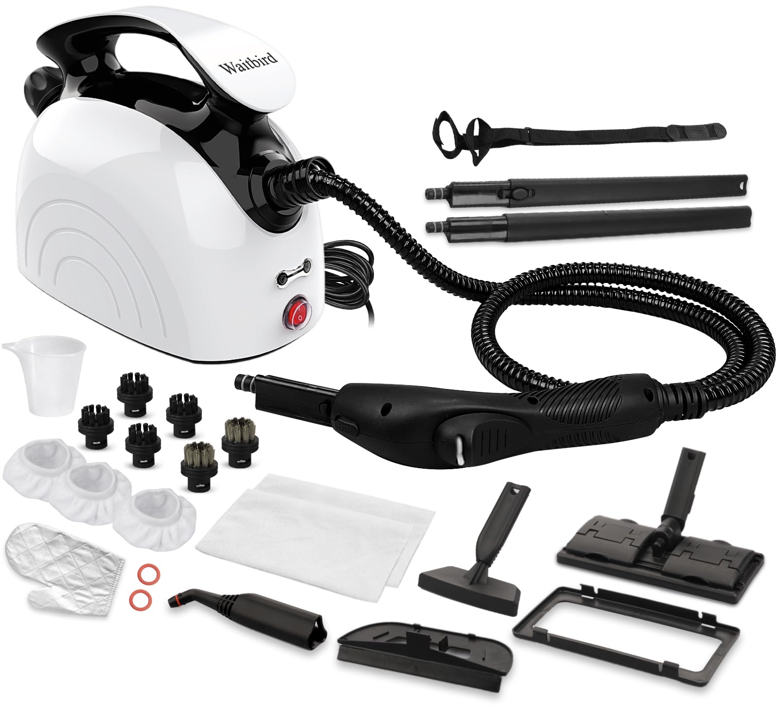 Handheld Steam Cleaner with 21 Accessories — Child Lock & Auto Shutoff (Pale White)