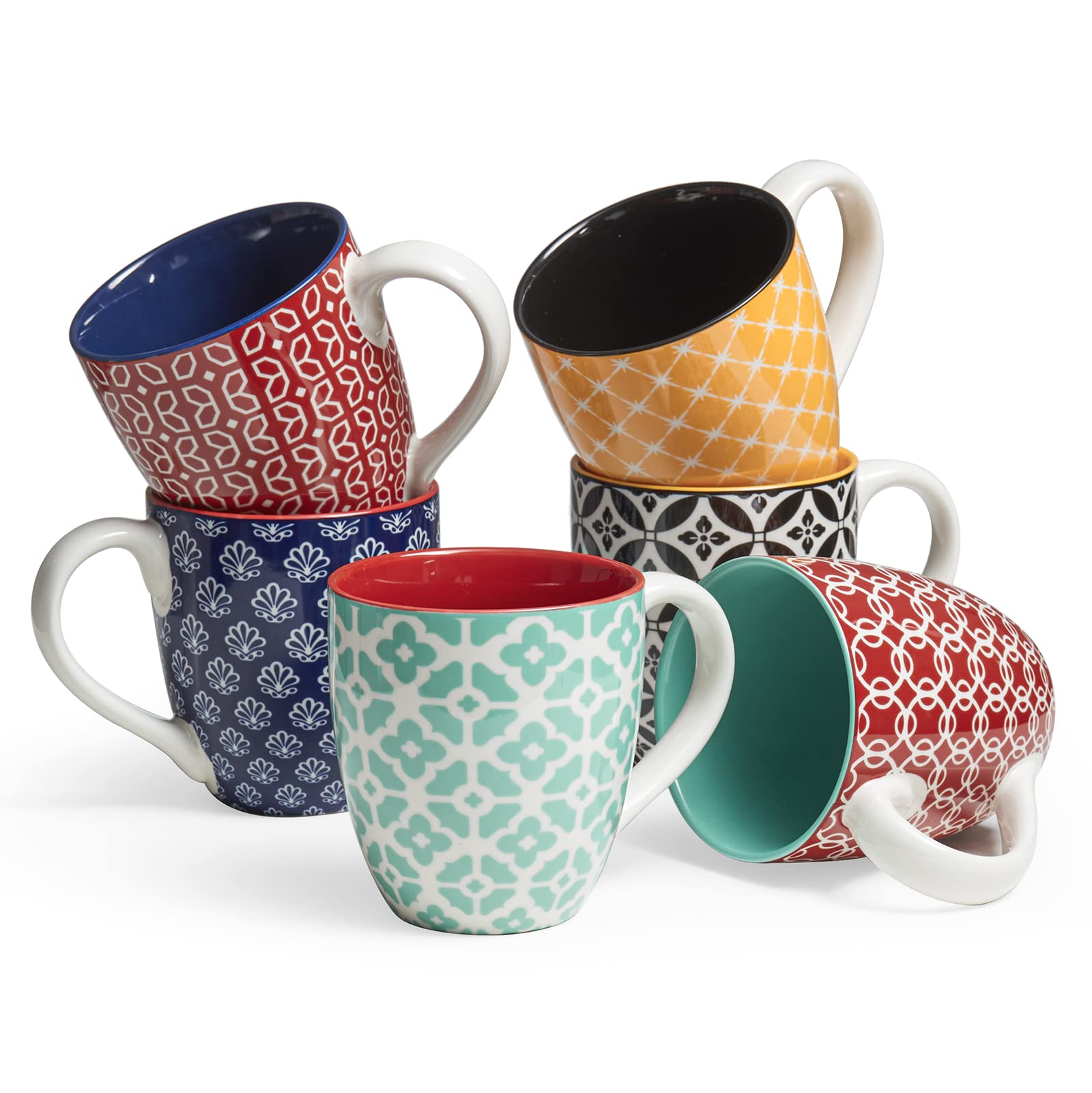 DOWAN 16oz Colorful Porcelain Mugs (6-Pack)