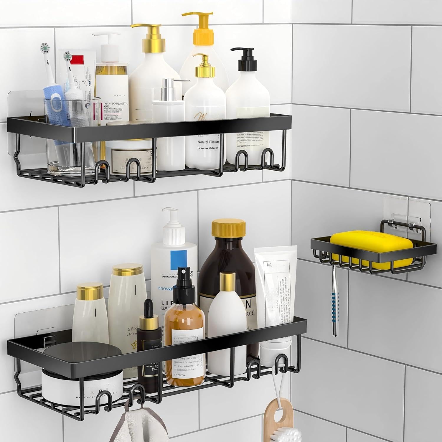 Moforoco Adhesive Shower Caddy 3-Pack