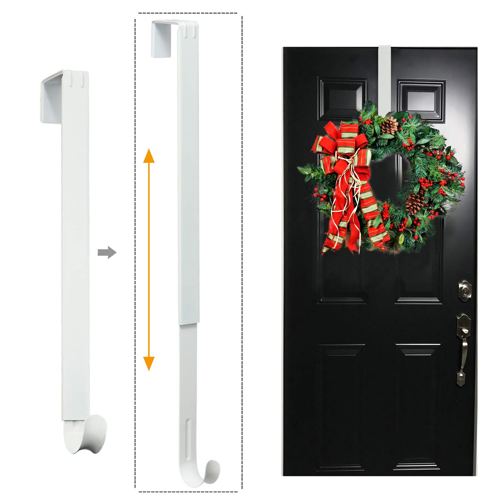 Adjustable 15–25" Wreath Hanger (White)