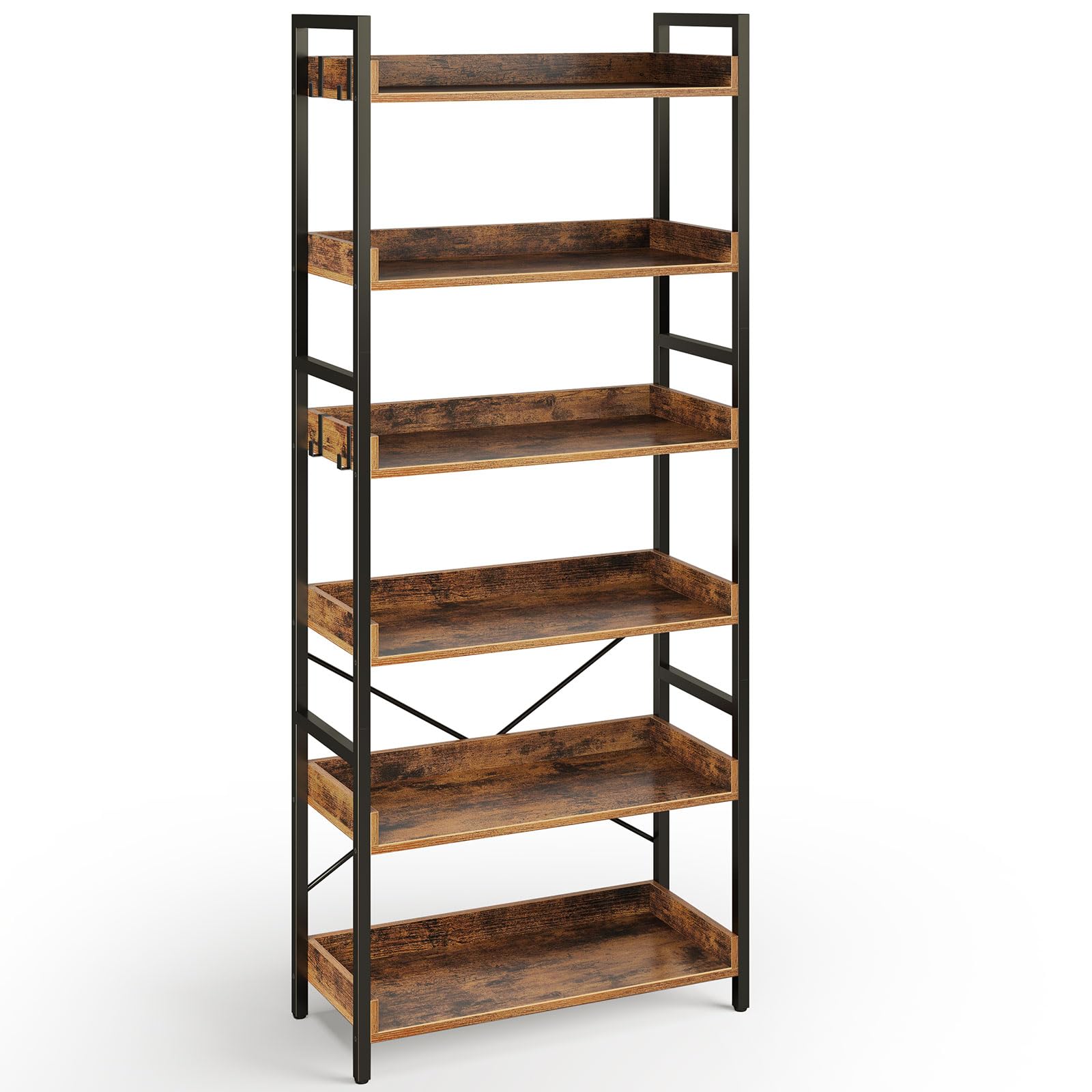 Rolanstar 6-Tier Industrial Bookshelf