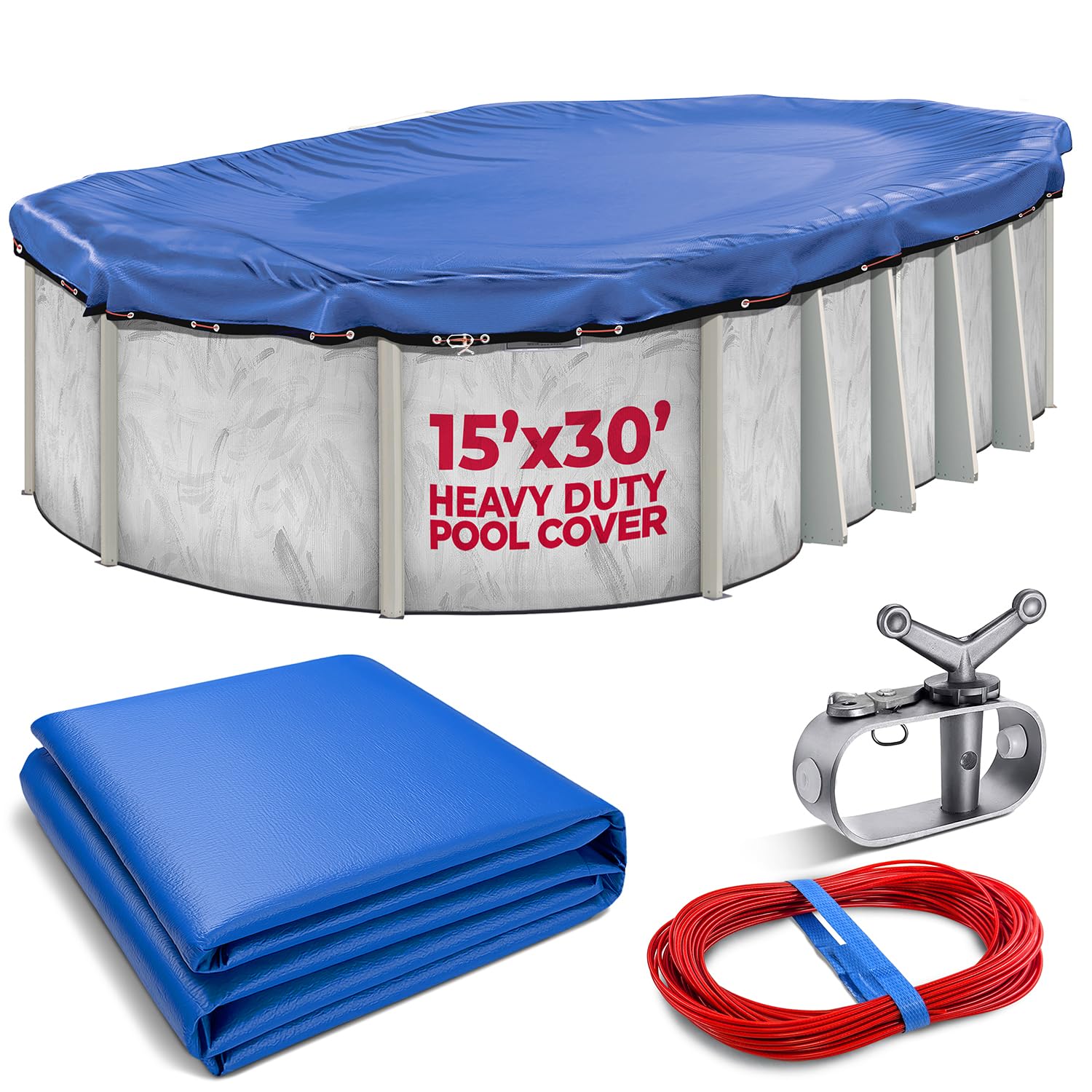 Premium Heavy-Duty Winter Pool Cover (15' x 30')
