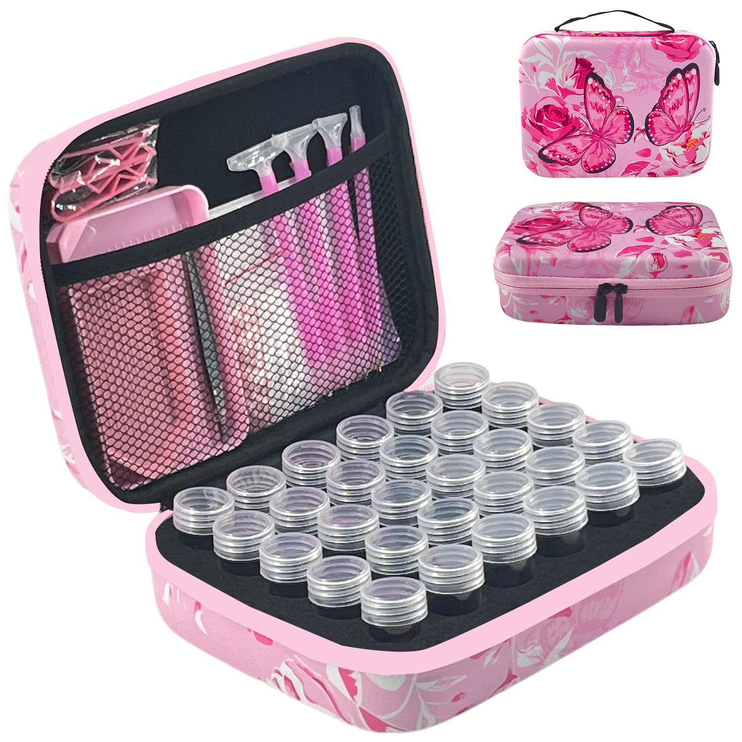 LIRUNQIU 30-Slot Diamond Painting Case (Pink)