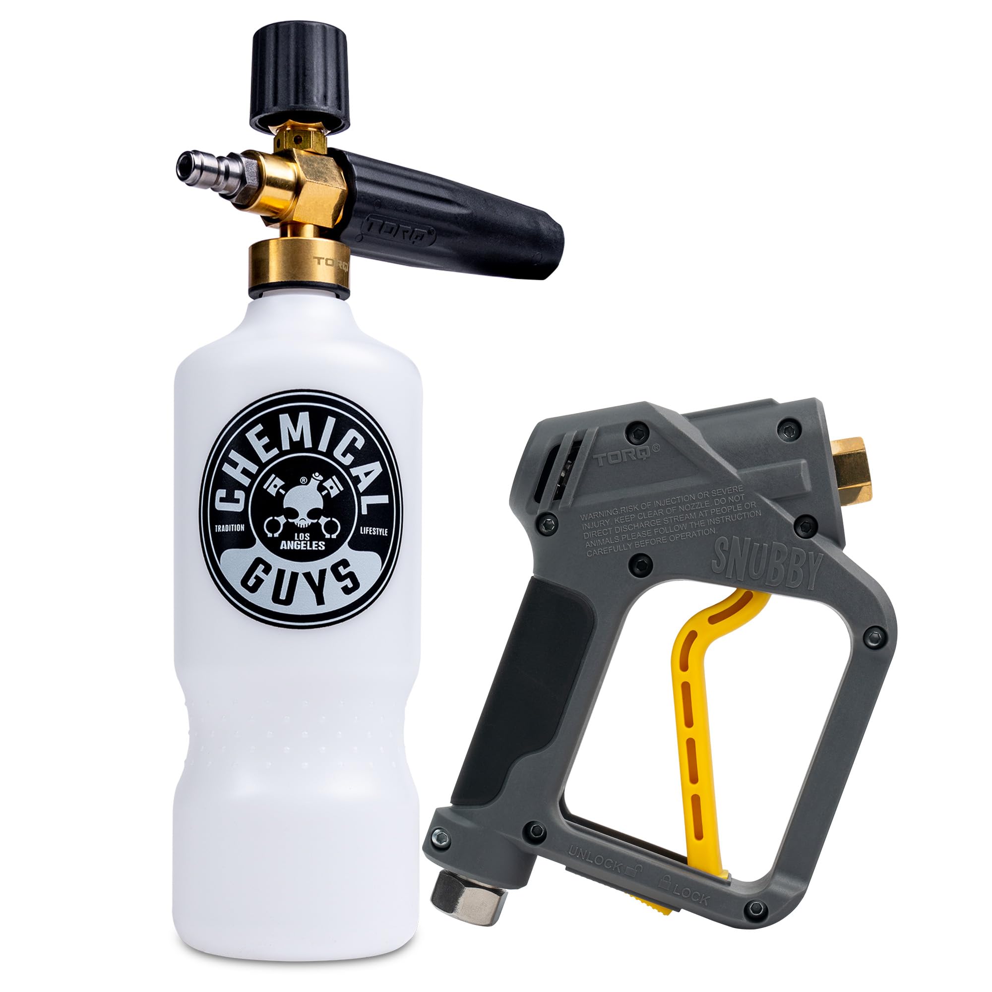 Chemical Guys Snubby Pressure Washer Gun + EQP_310 TORQ Foam Cannon Bundle