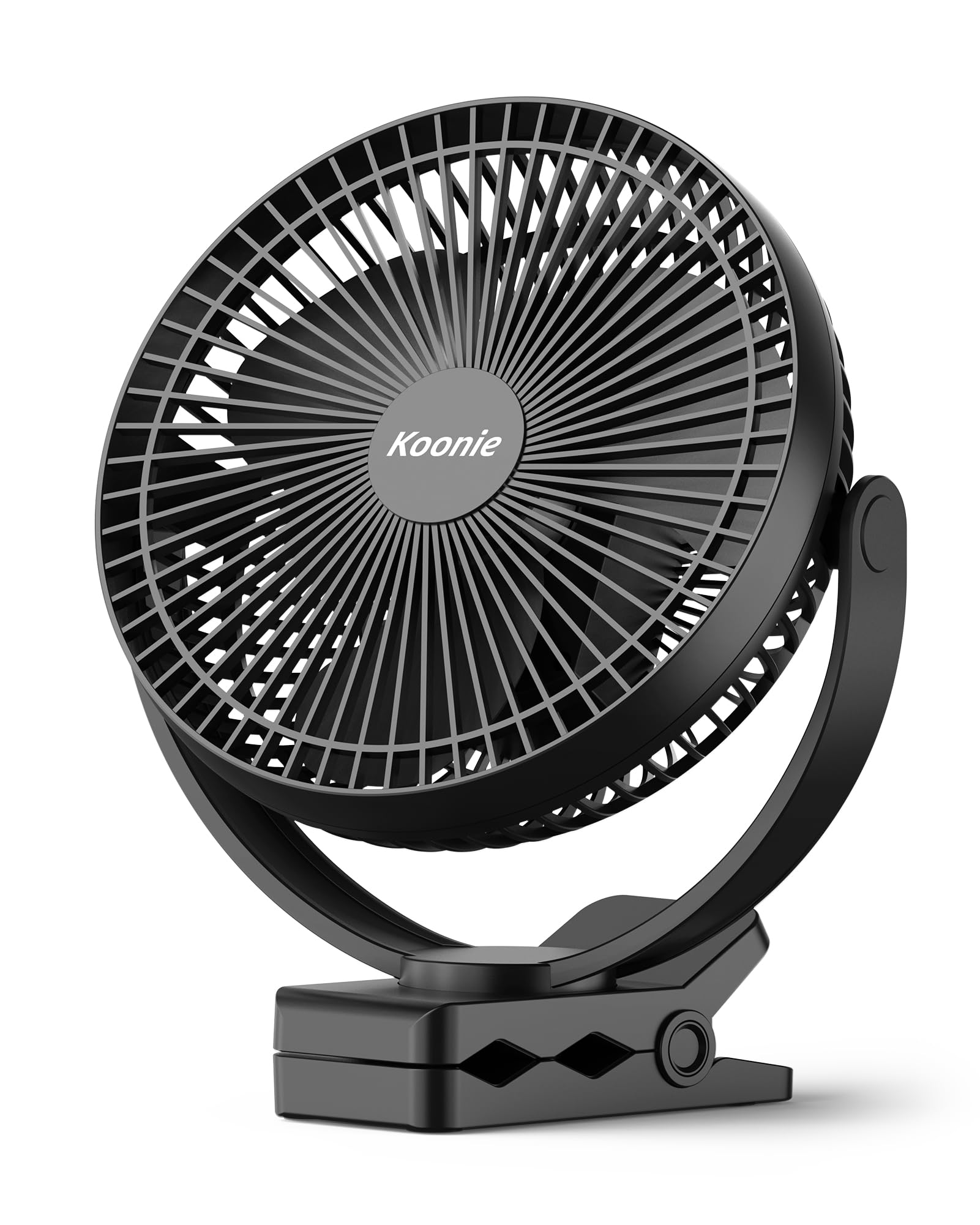 Koonie Rechargeable Clip-On Fan — 10000mAh Battery, 8-Inch Blades, 4 Speeds
