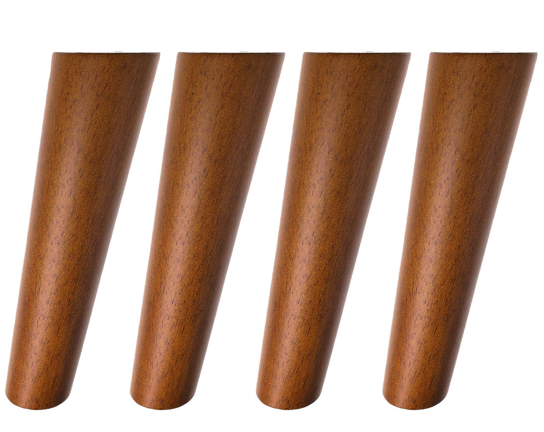 Round Solid Wood Furniture Legs — 8 Inches, Walnut (Set of 4)