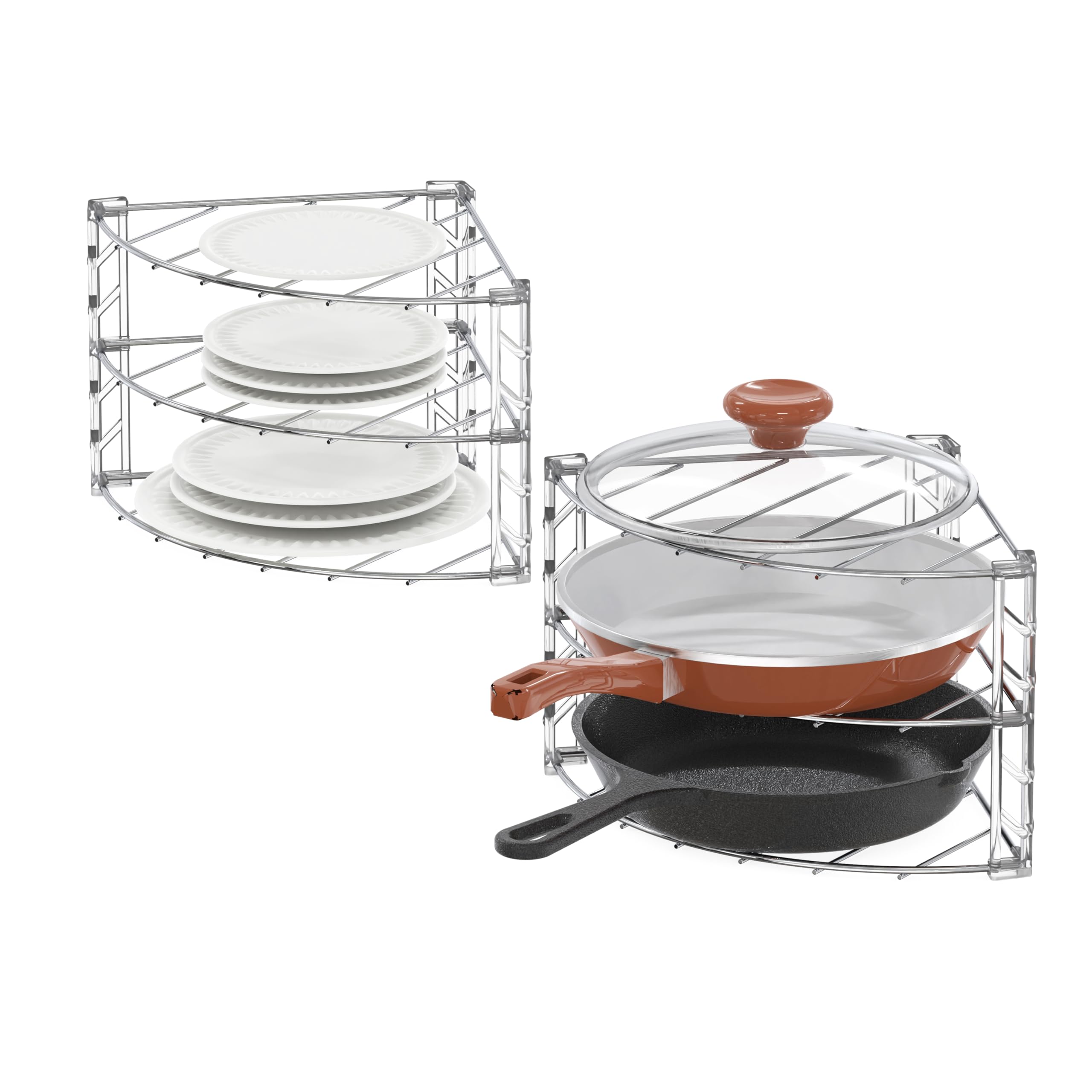 Deco Brothers 3-Tier Chrome Corner Shelf (2-Pack)