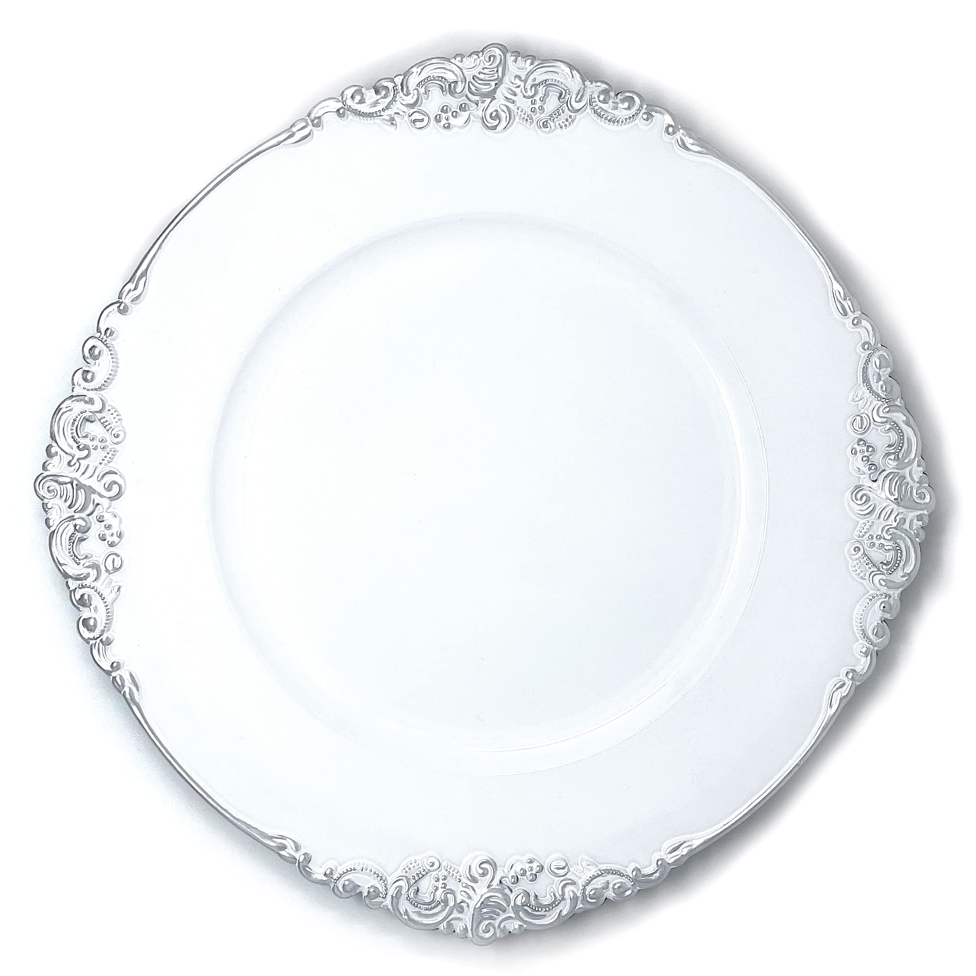 Allgala 13-inch Floral White Charger (Silver Trim)