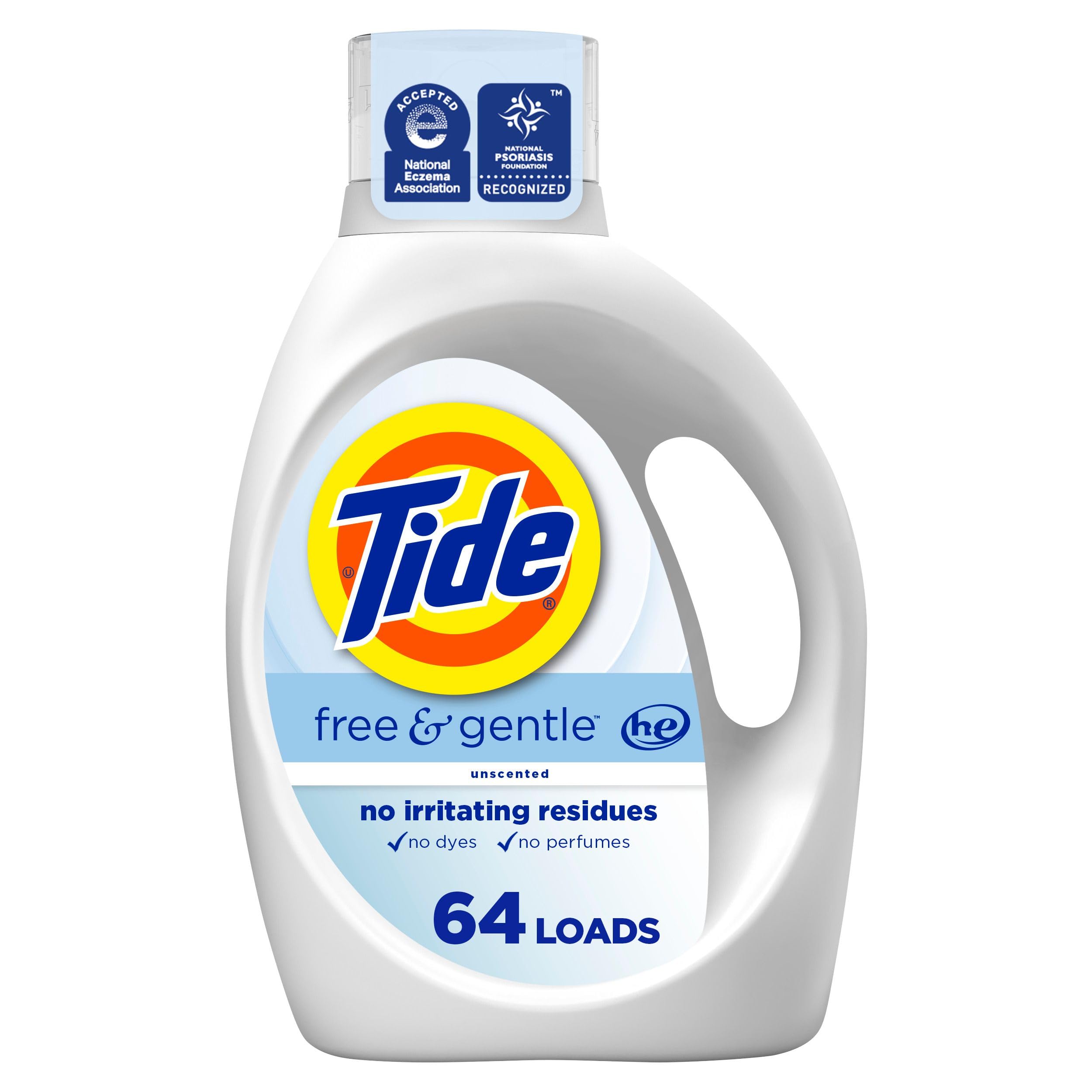 Tide Free & Gentle Liquid Laundry Detergent, 64 Loads, 84 fl oz, Tide Laundry Detergent, Clean Laundry Detergent Unscented 84 Fl Oz (Pack of 1)