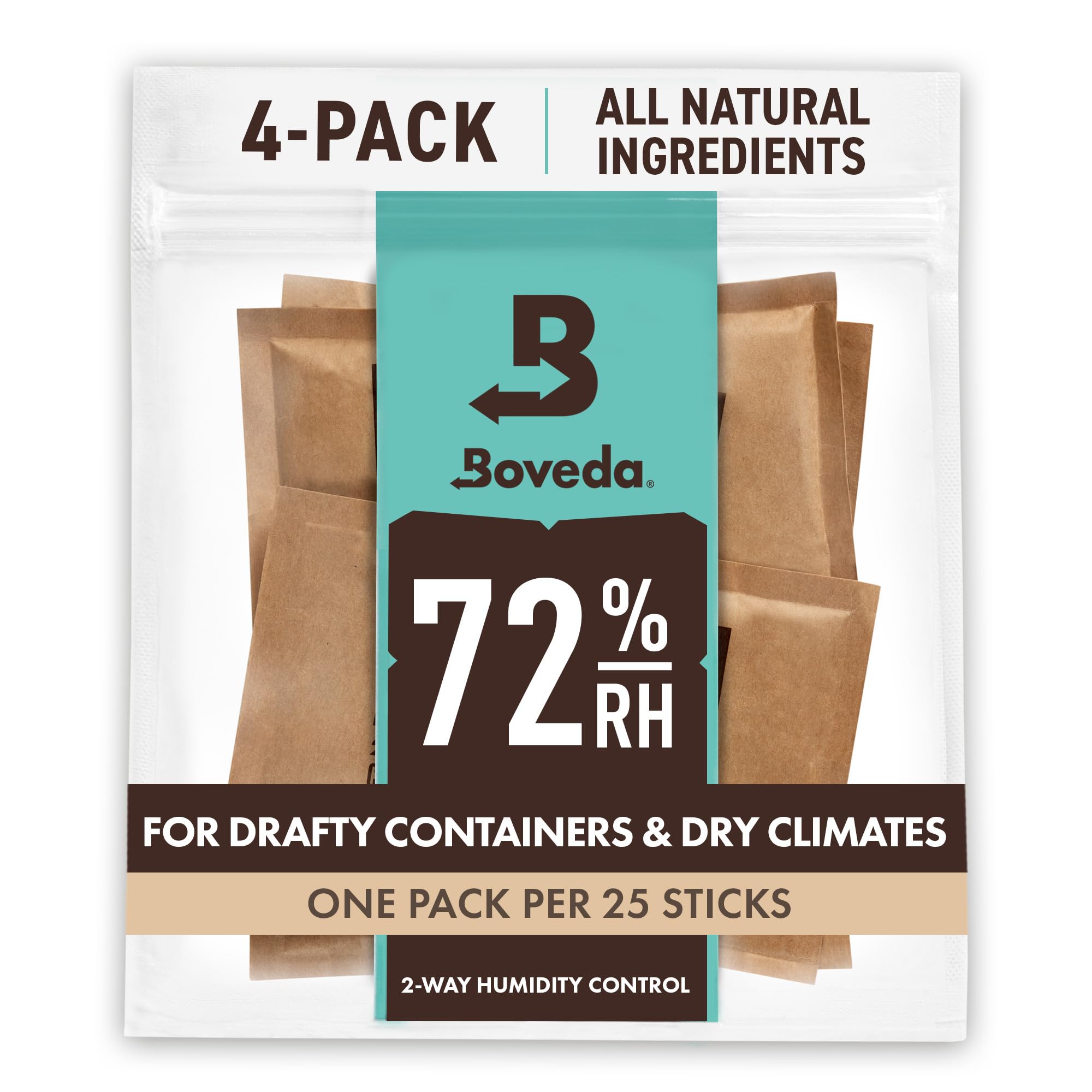Boveda 72% Two-Way Humidity Control Packs — Size 60 (4-Pack)