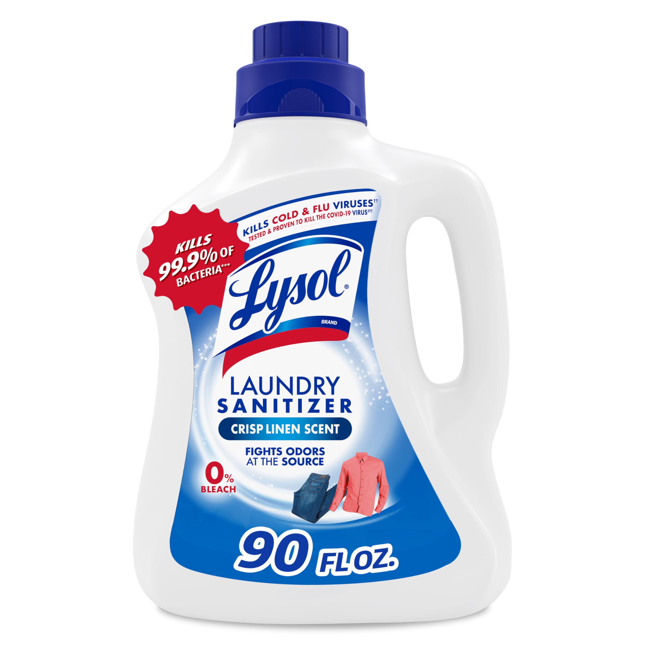 Lysol Laundry Sanitizer Additive, Bacteria-Causing Laundry Odor Eliminator, Detergent Additive, Crisp Linen, 90oz Crisp Linen 90 Fl Oz (Pack of 1)