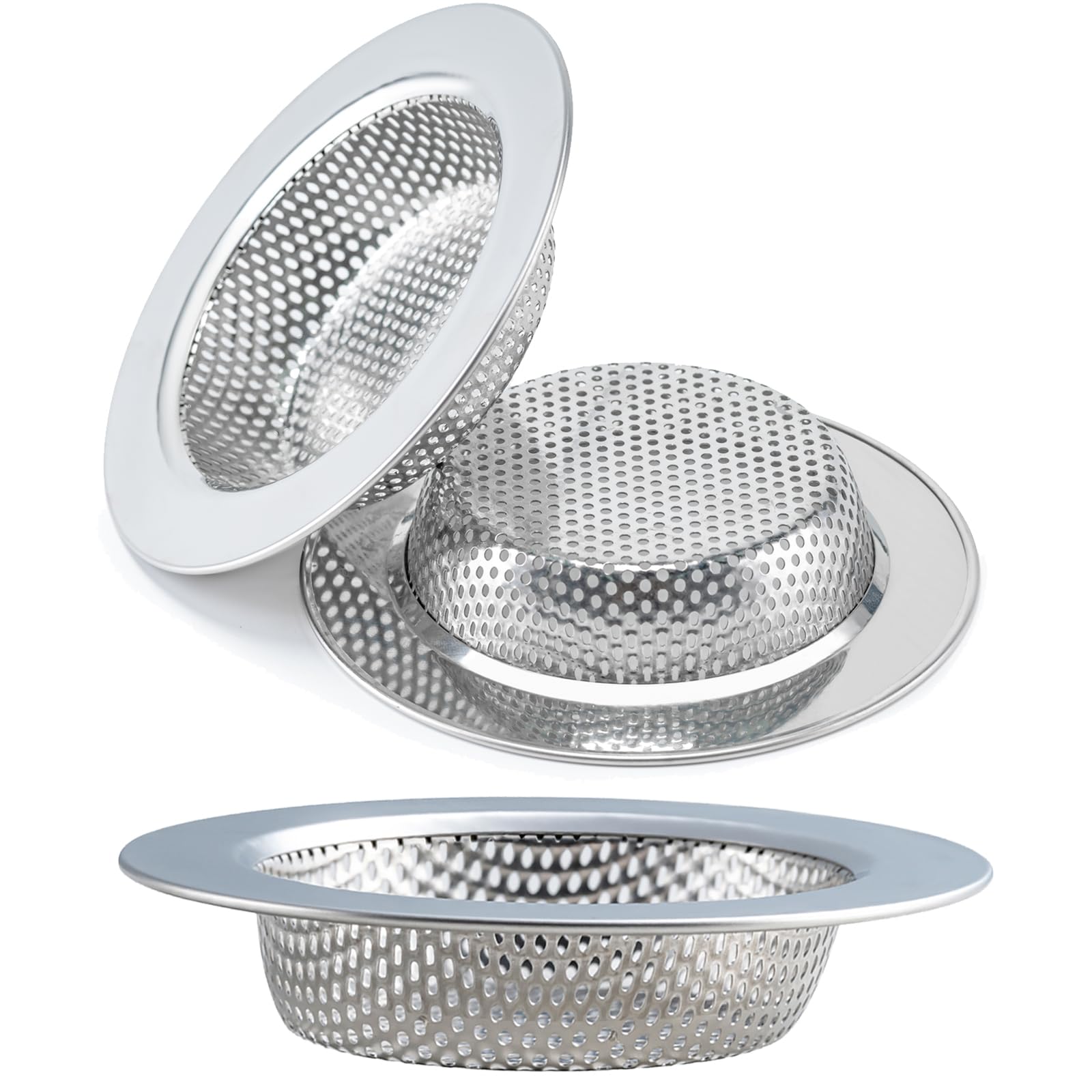 3 Pcs Sink Strainer for Most Kitchen Sink Drain Basket, Upgraded Double-Layer Safe Design (4.5" OD)