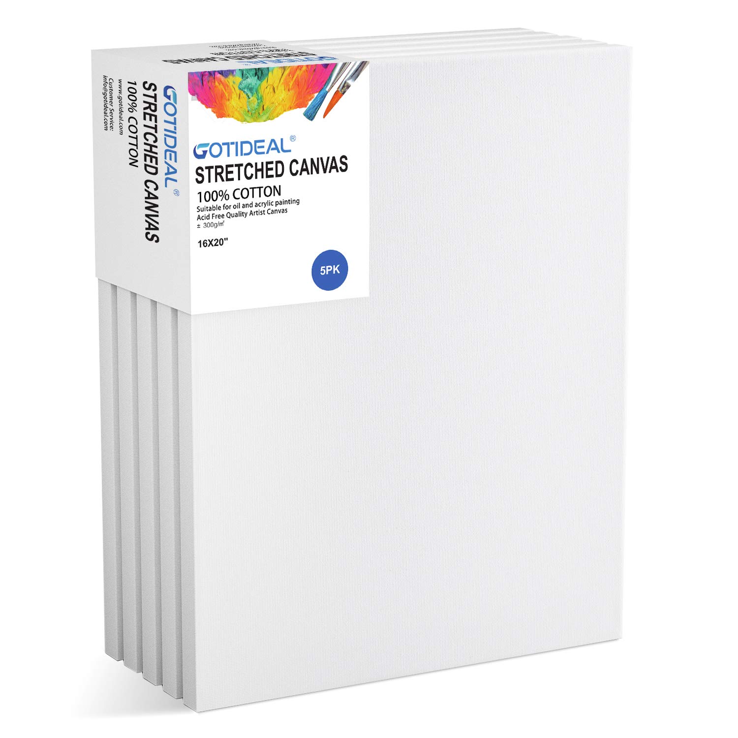 GOTIDEAL Stretched Canvas 16x20 (5-Pack)