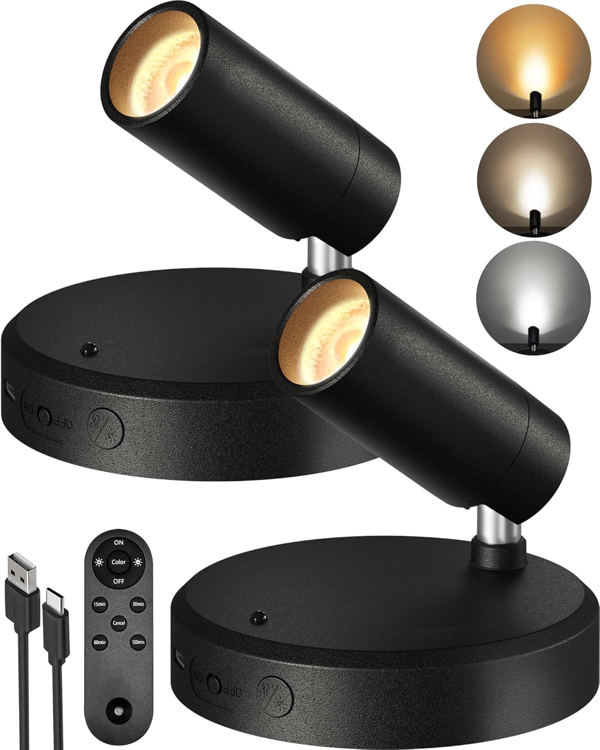 EZVALO Rechargeable Wireless Spotlights (2-Pack)