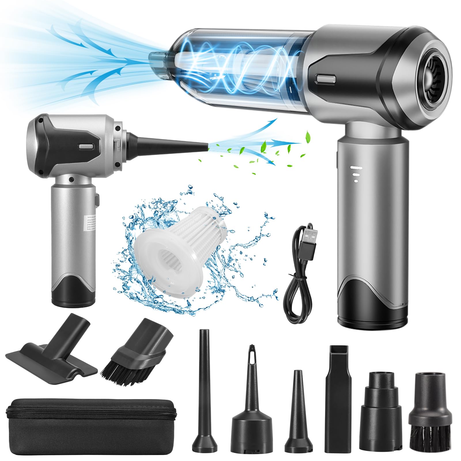 Handheld Vacuum Cleaner — 22000Pa Powerful Mini Hoover, Silver