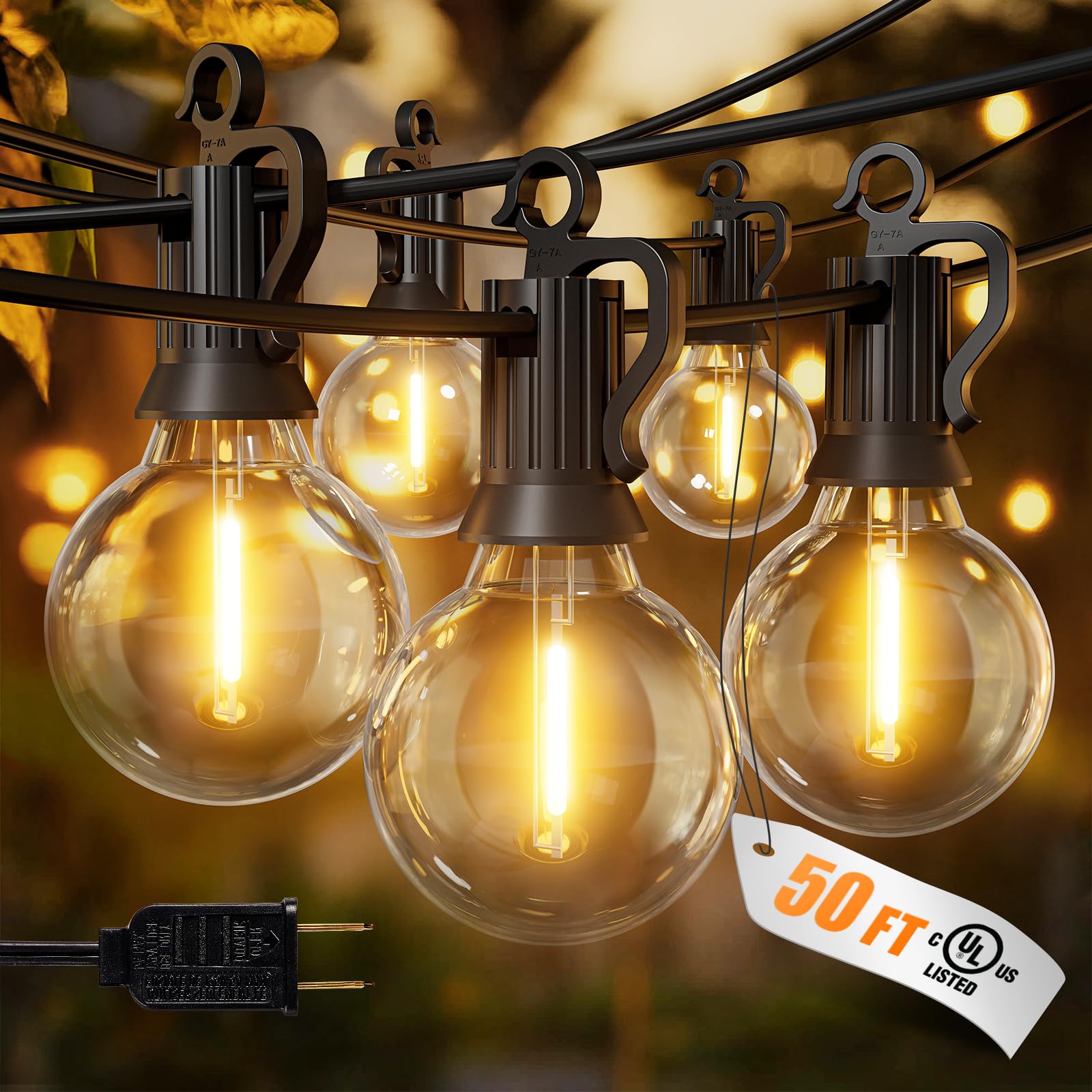 Brightown 50ft G40 Globe Outdoor String Lights