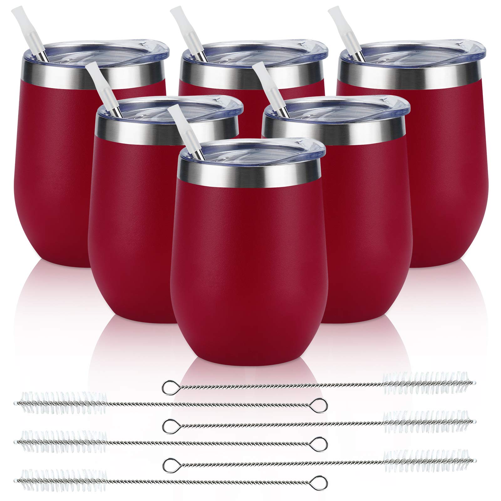 6-Pack Stainless Steel Insulated Wine Tumblers — 12 oz