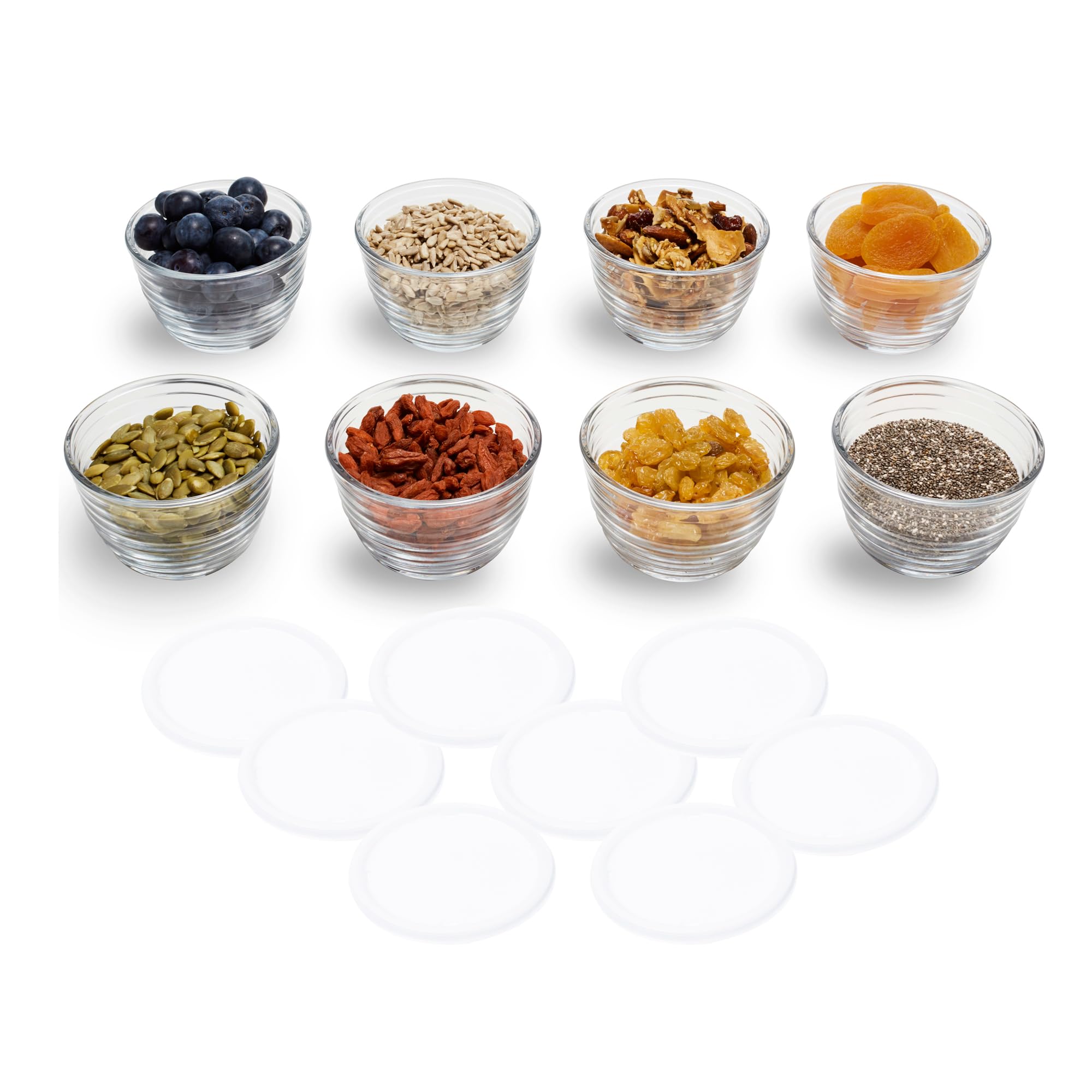 Libbey Small Glass Prep Bowls with Lids (Set of 8)