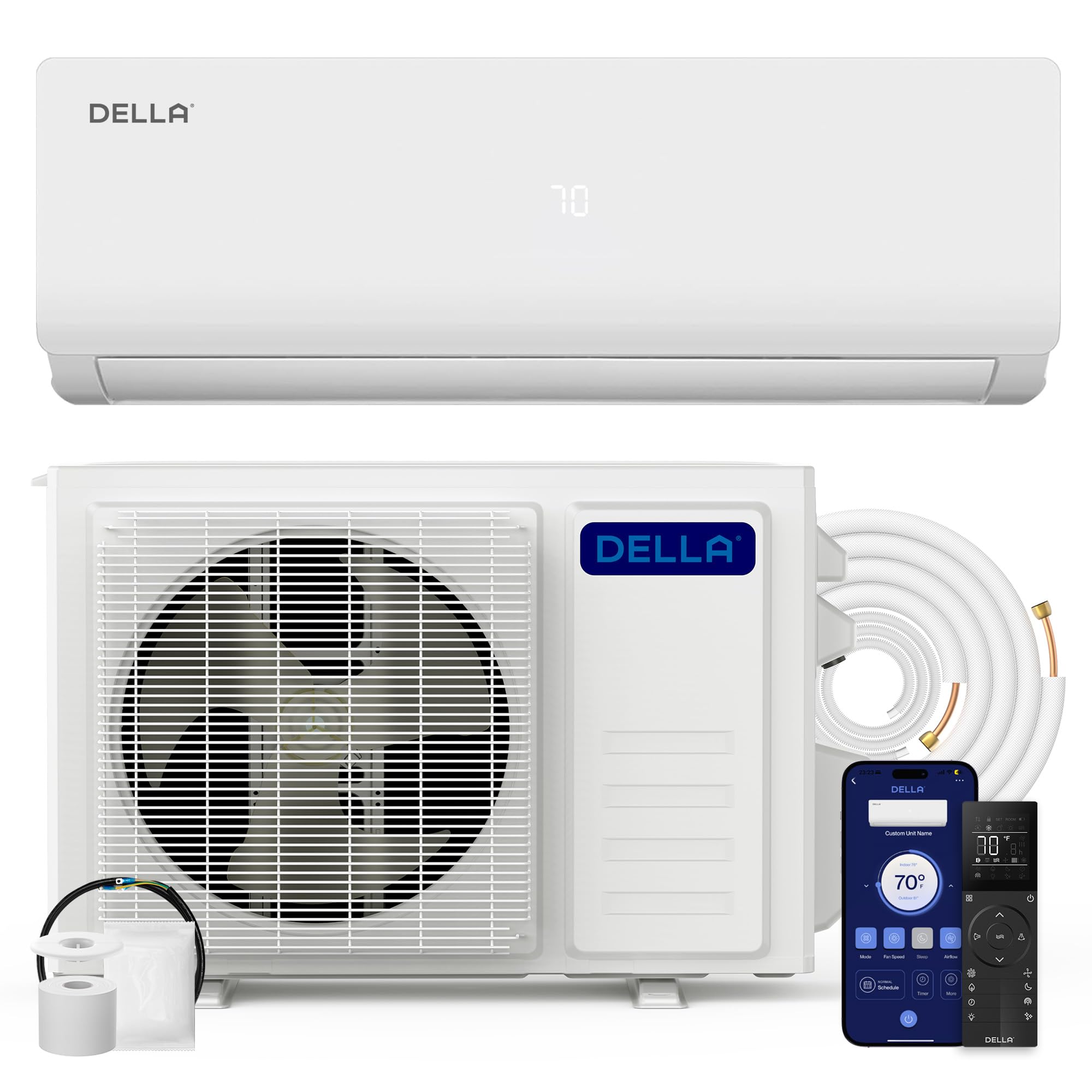DELLA Vario Series 24000 BTU Mini Split AC, 2 Ton 21 SEER2