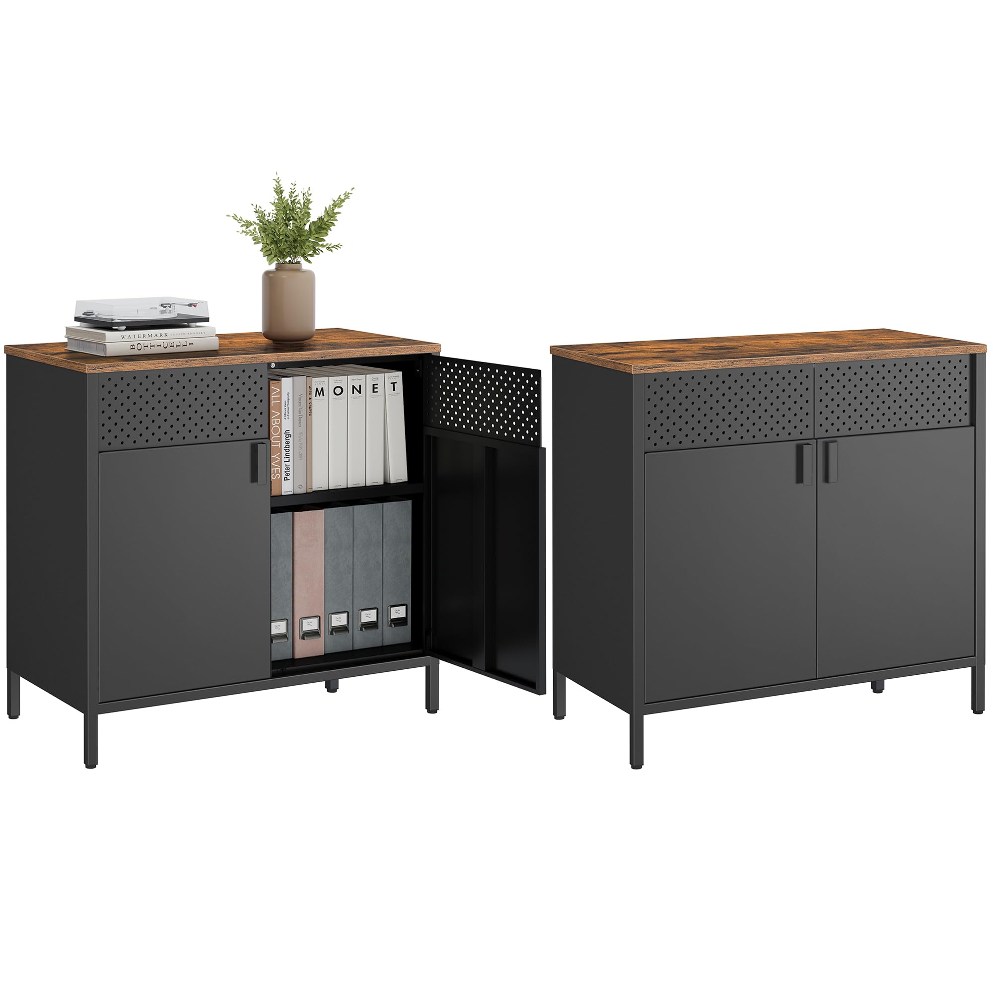 SONGMICS Metal Storage Cabinet (Set of 2)