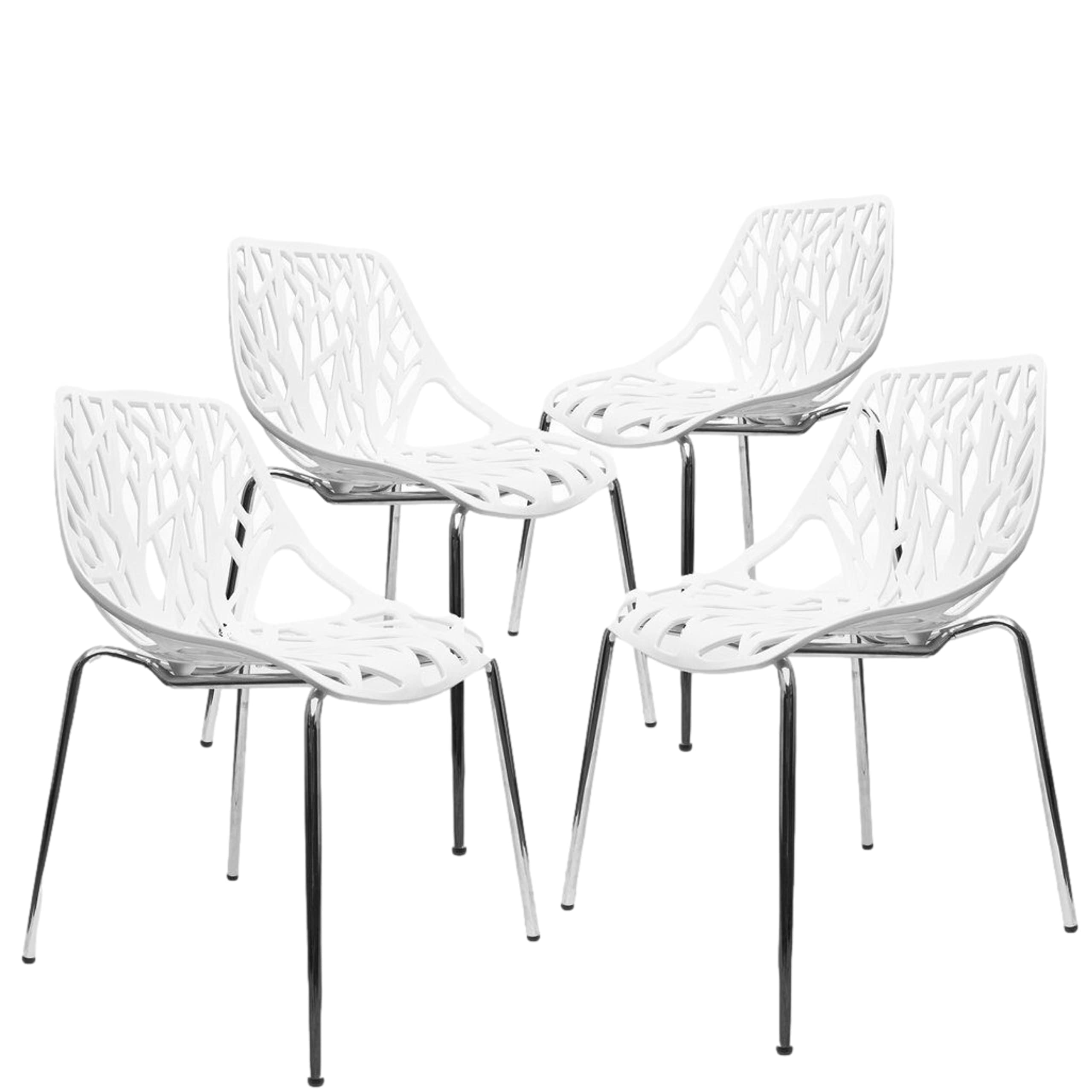 Mid‑Century Stackable Dining Chairs (Set of 4)