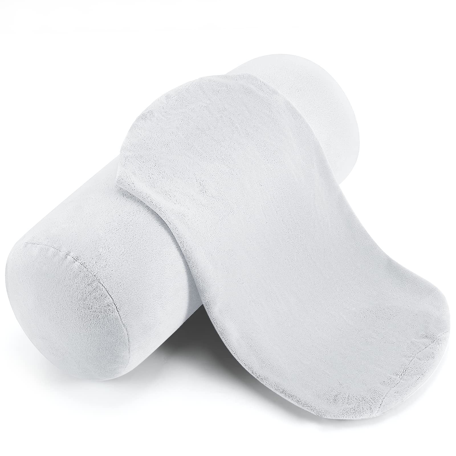 Newwiee 2 Pcs Cervical Neck Roll Pillow Cover with Zipper Round Pillowcovers (Pack of 2, White)