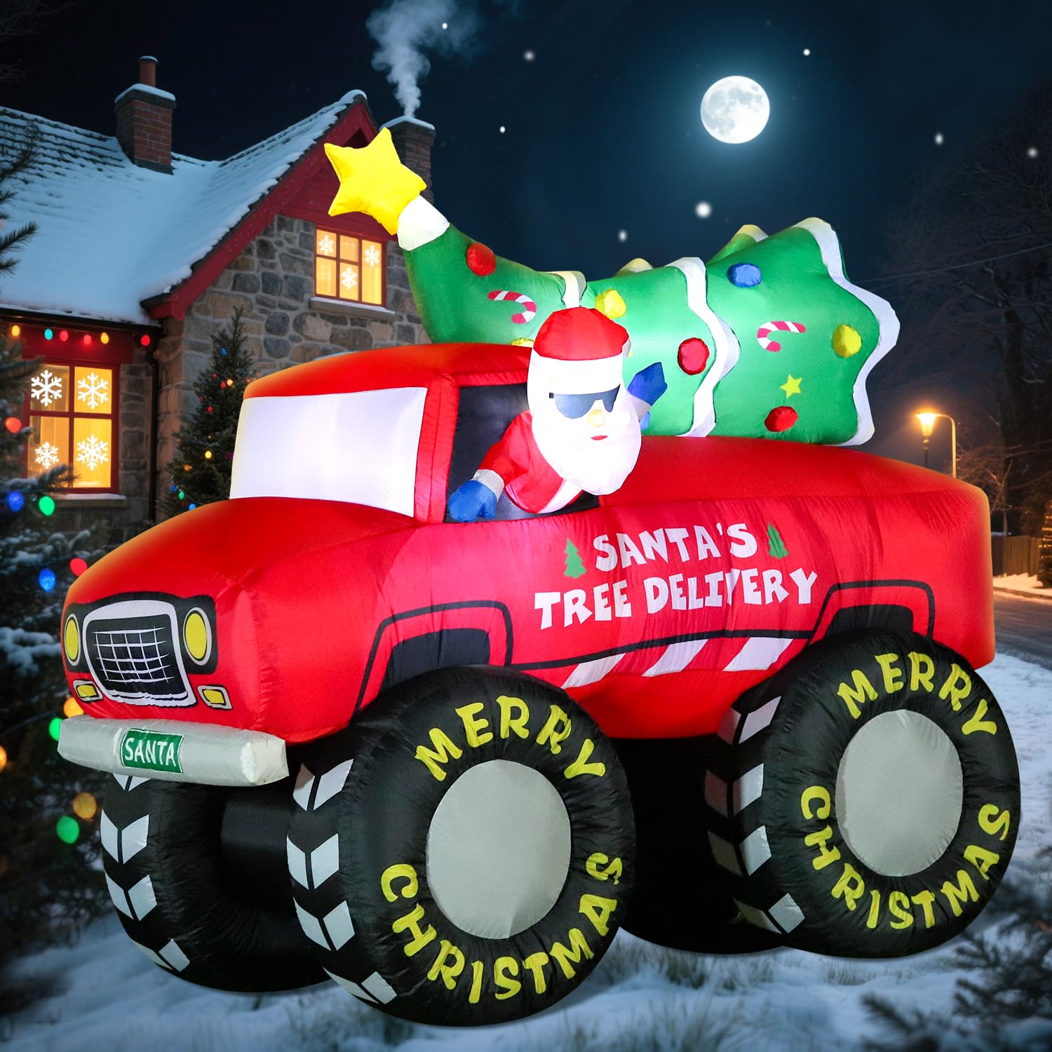 DomKom 7ft Santa Monster Truck Inflatable
