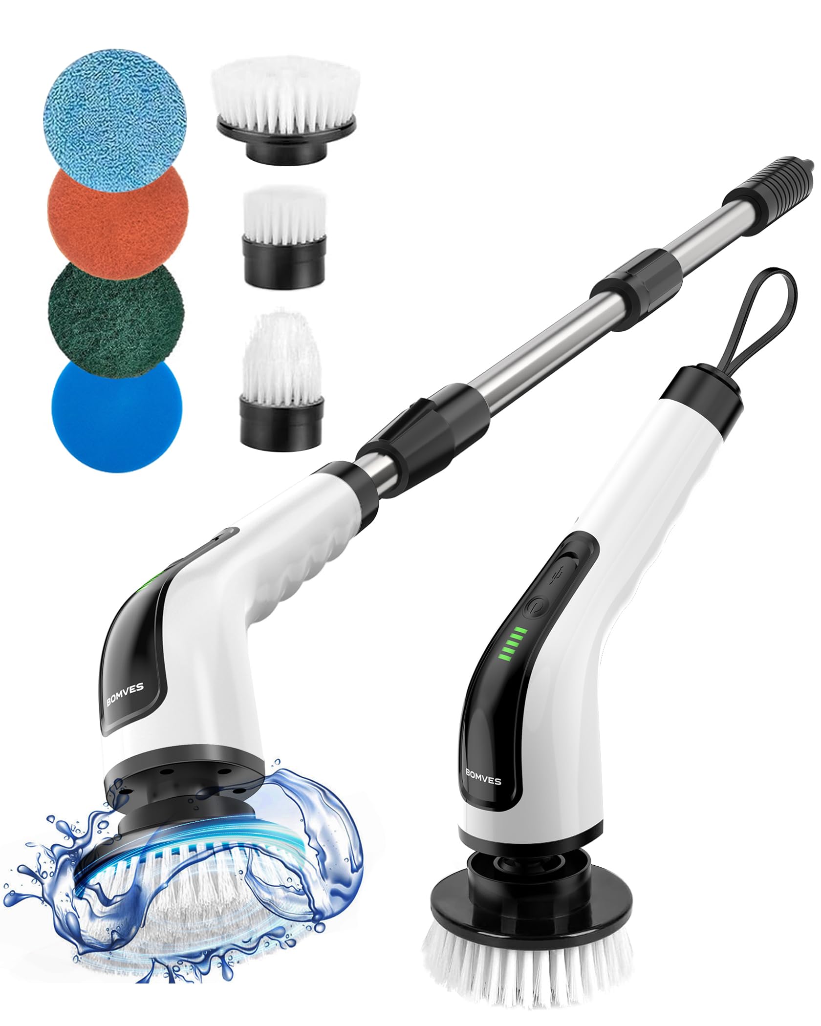 Electric Spin Scrubber, Cordless Cleaning Brush Scrubber — 8 Replaceable Brush Heads
