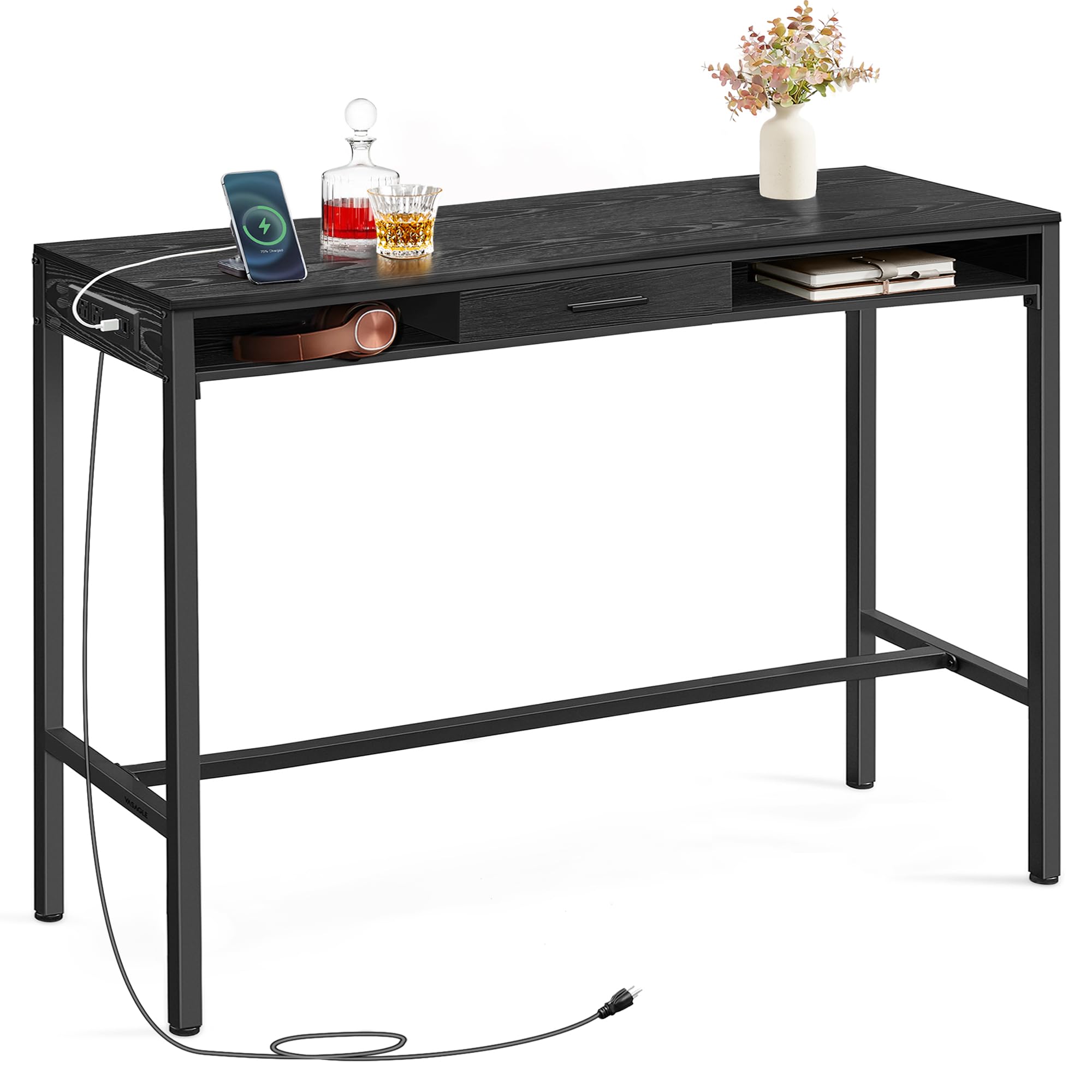 VASAGLE Bar Table with Power Outlets