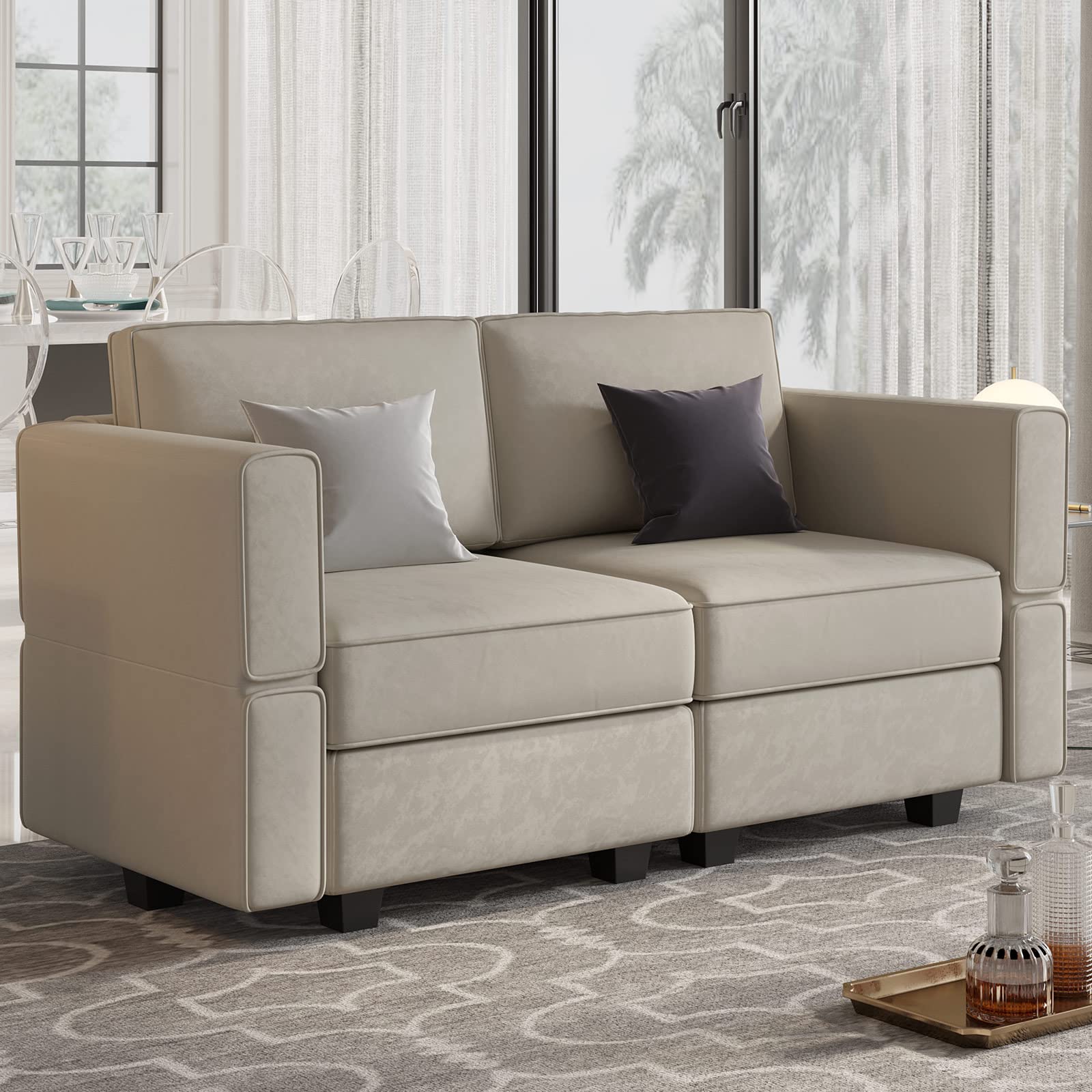Belffin Velvet Loveseat with Storage