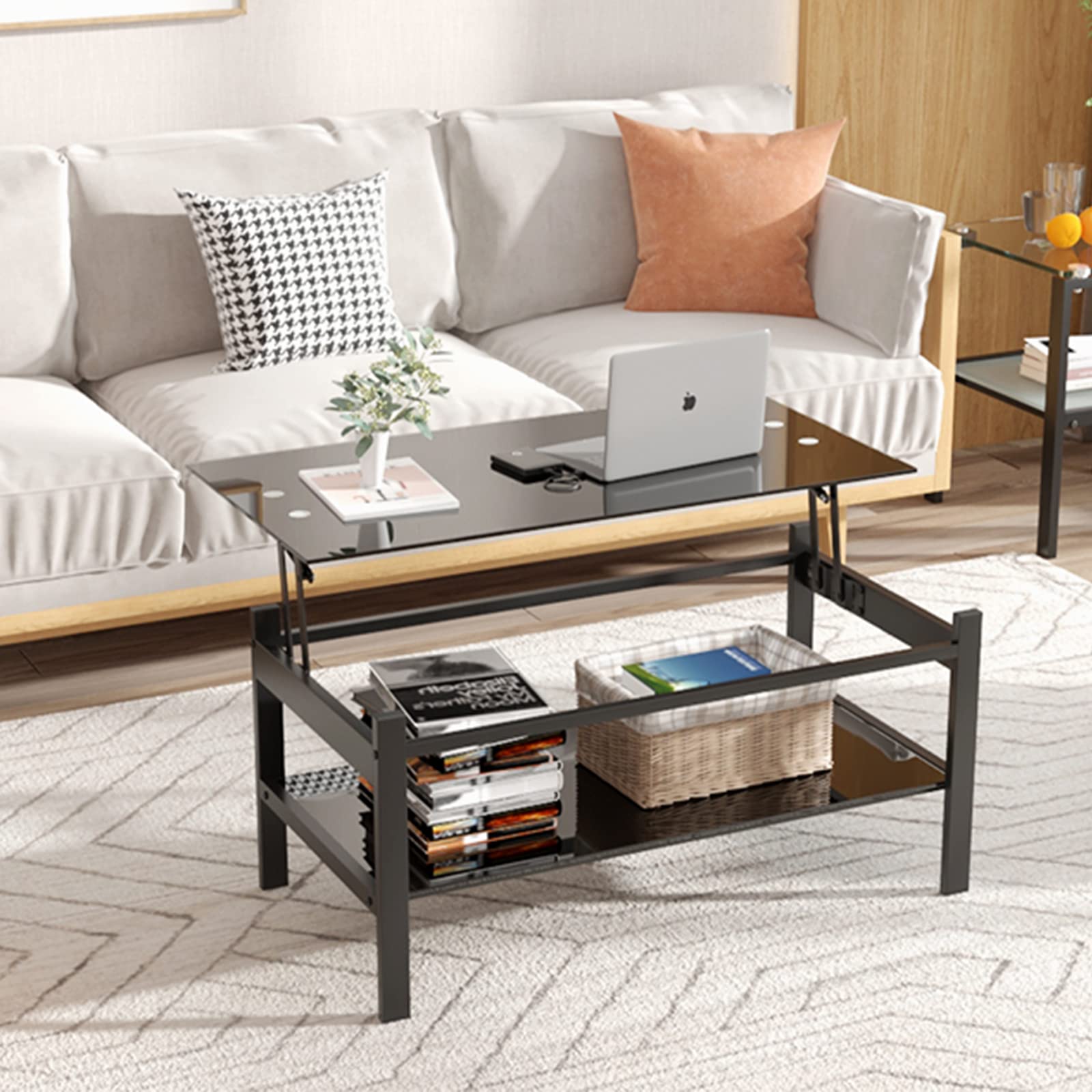Meihua Lift Top Glass Coffee Table