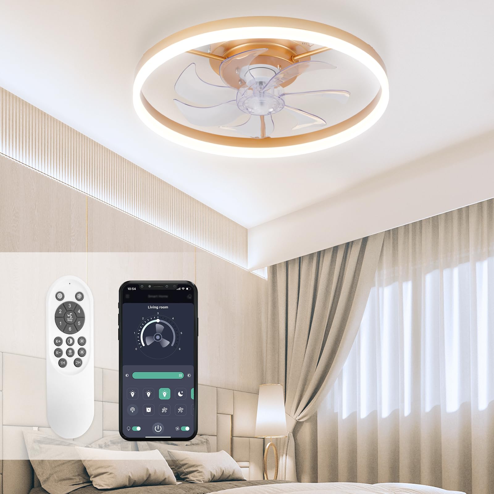STERREN Low-Profile Ceiling Fan with Light