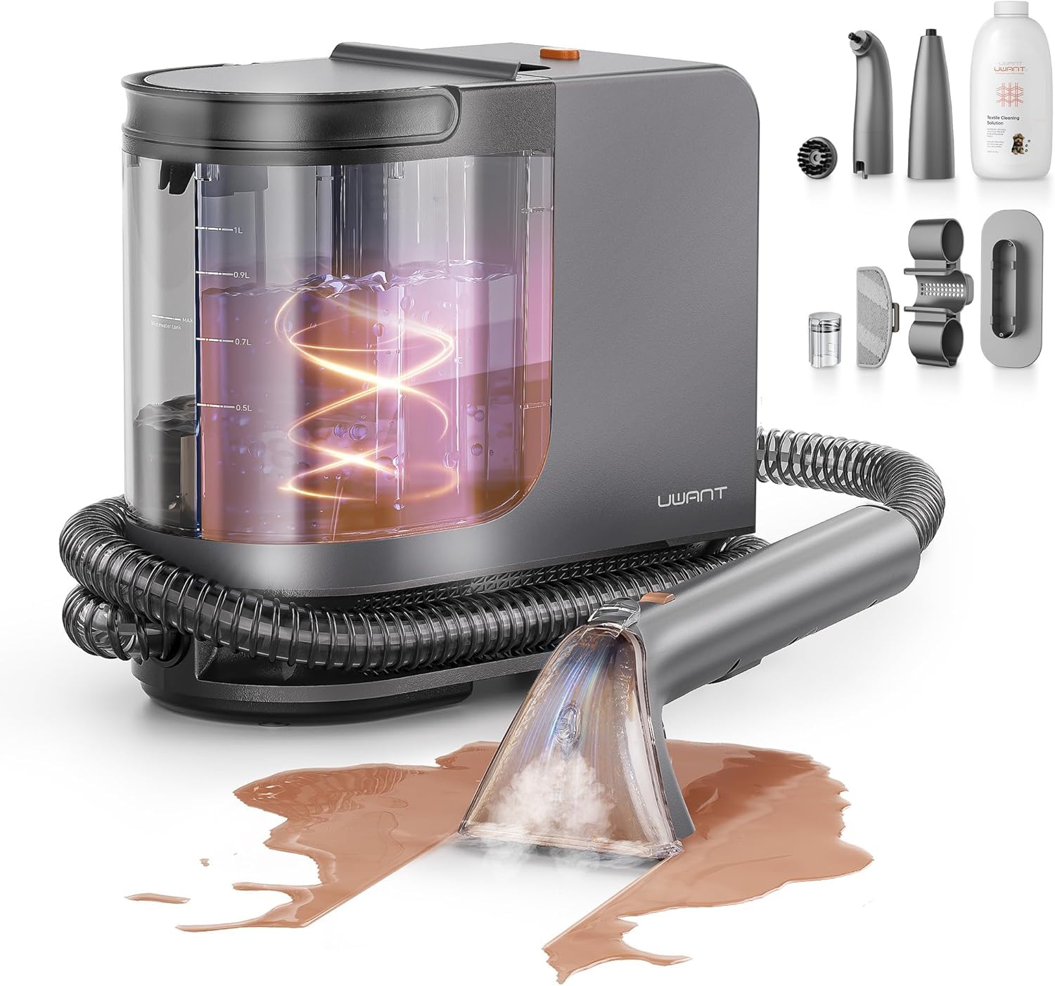 Uwant Portable Carpet Cleaner with Steam & Hot Water 18Kpa Upholstery Cleaner