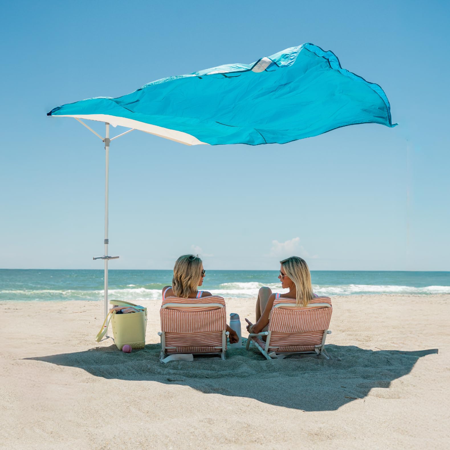 Solbello® Shade - The ultimate Wind-Driven® beach umbrella. Effortless to set up, lightweight, won't blow down the beach, UPF 50+ sun protection Blue