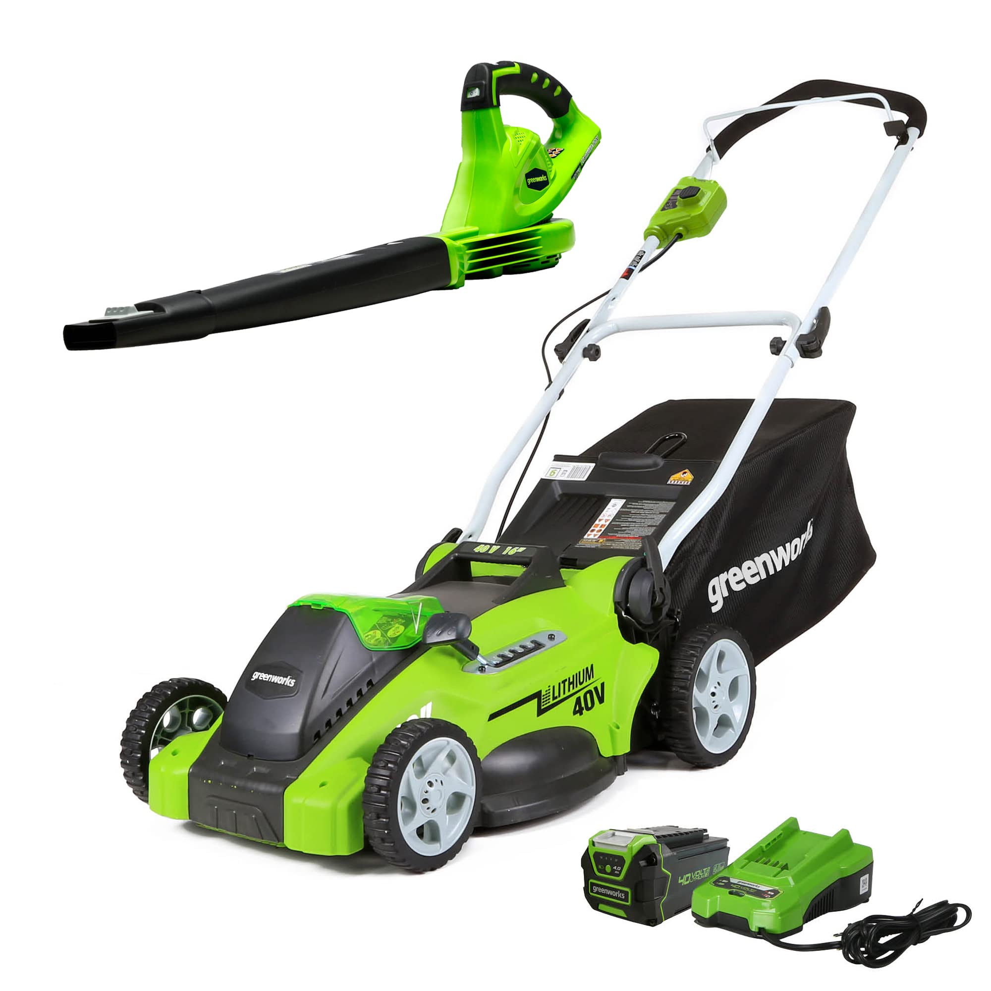Greenworks 16" 40V Cordless Mower + Sweeper