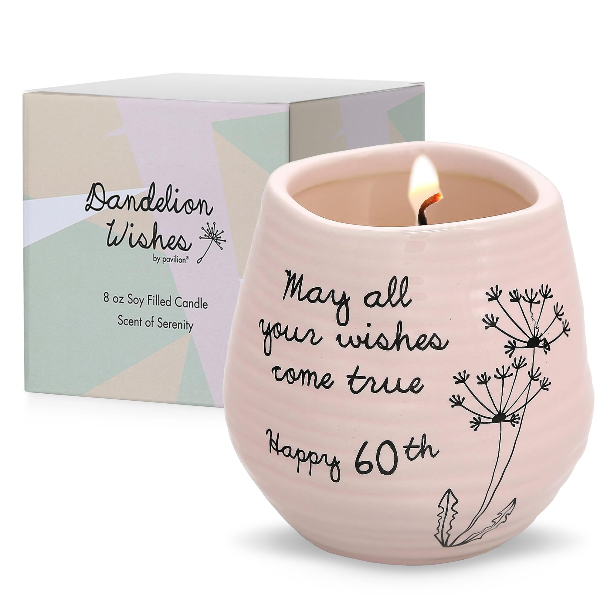 Pavilion 8 oz Pink Ceramic Candle — Cotton Scent, Printed Sentiment
