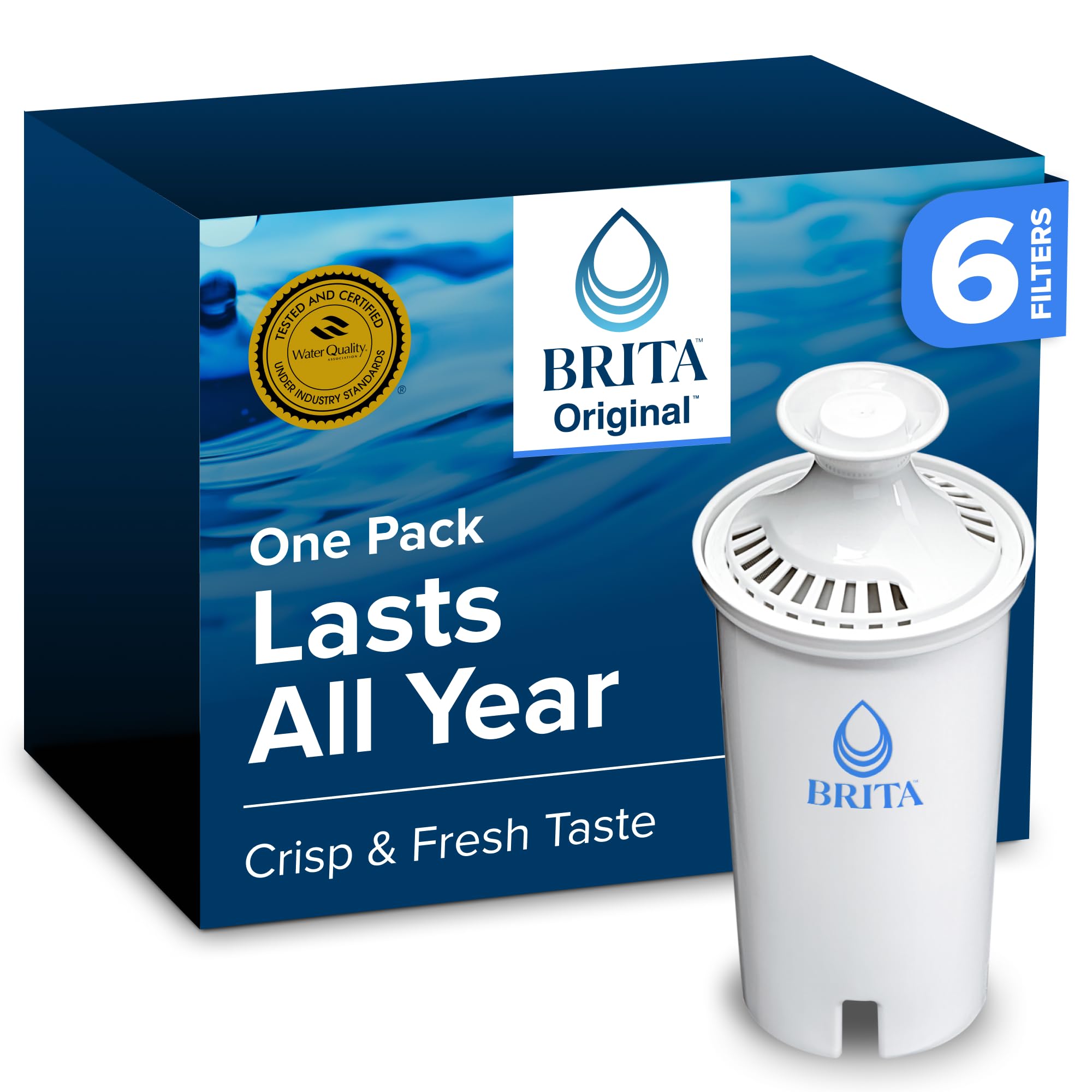 Brita Standard Water Filter for Pitchers and Dispensers, 6 Count