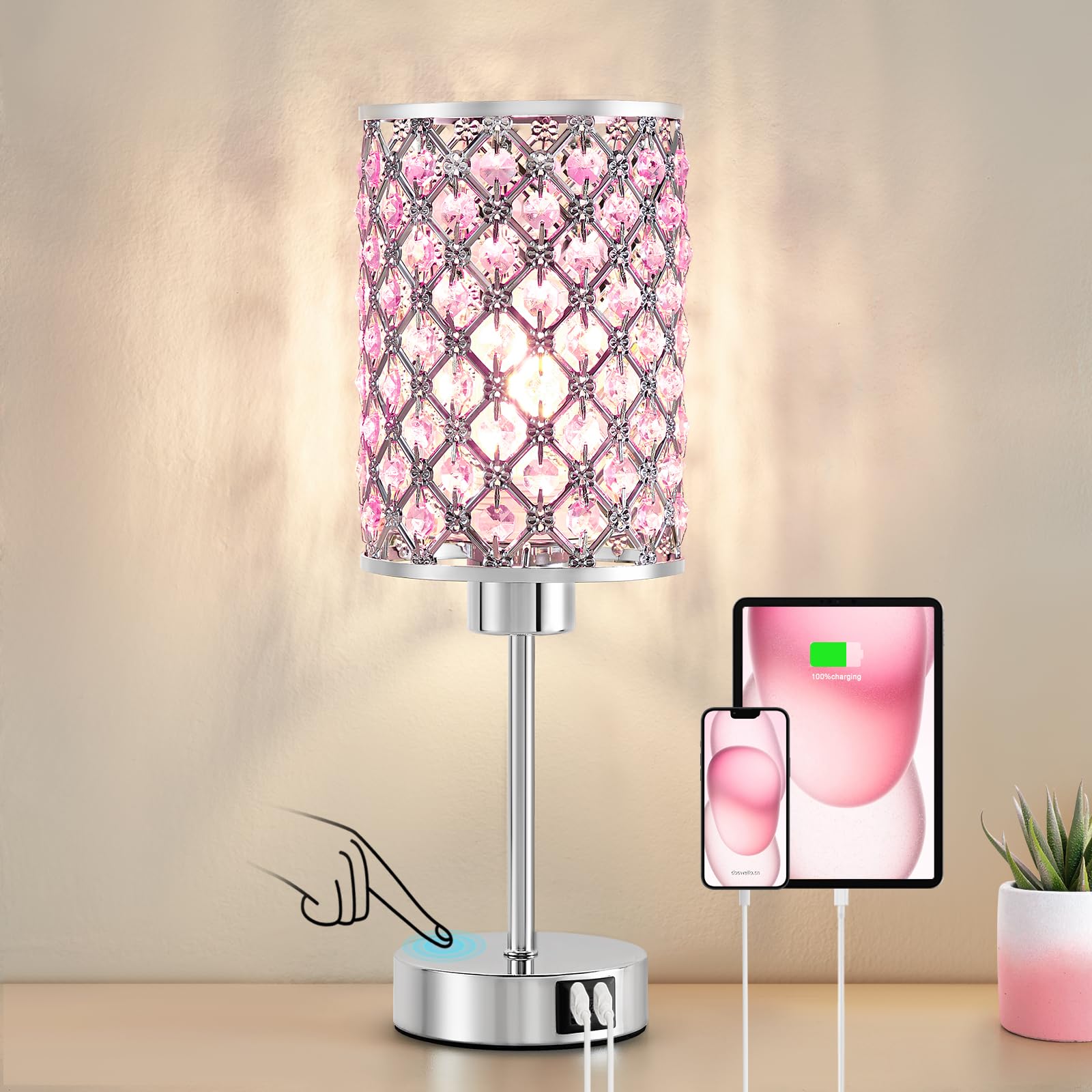 GyroVu Pink Crystal Table Lamp