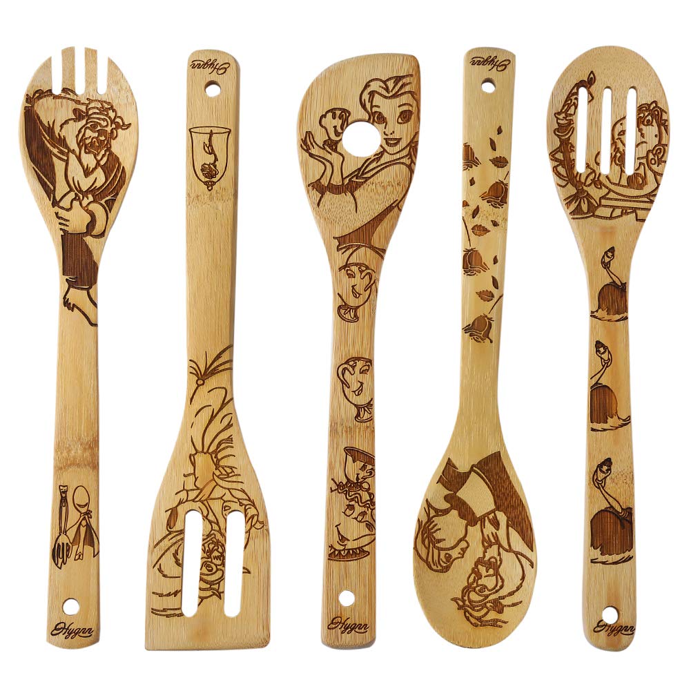 Beauty & the Beast Burned Bamboo Spoon Set