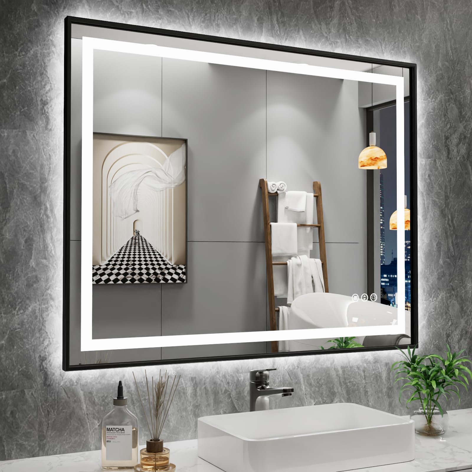 Amorho LED Mirror with Black Frame