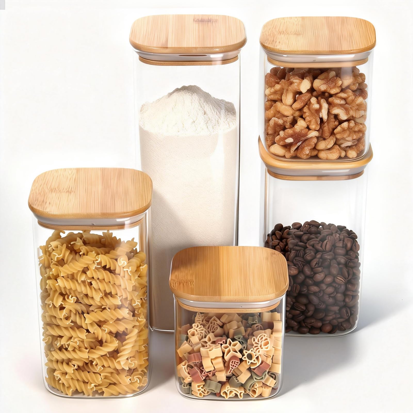 77L Multi-Size Glass Canister Set (5-Pack)