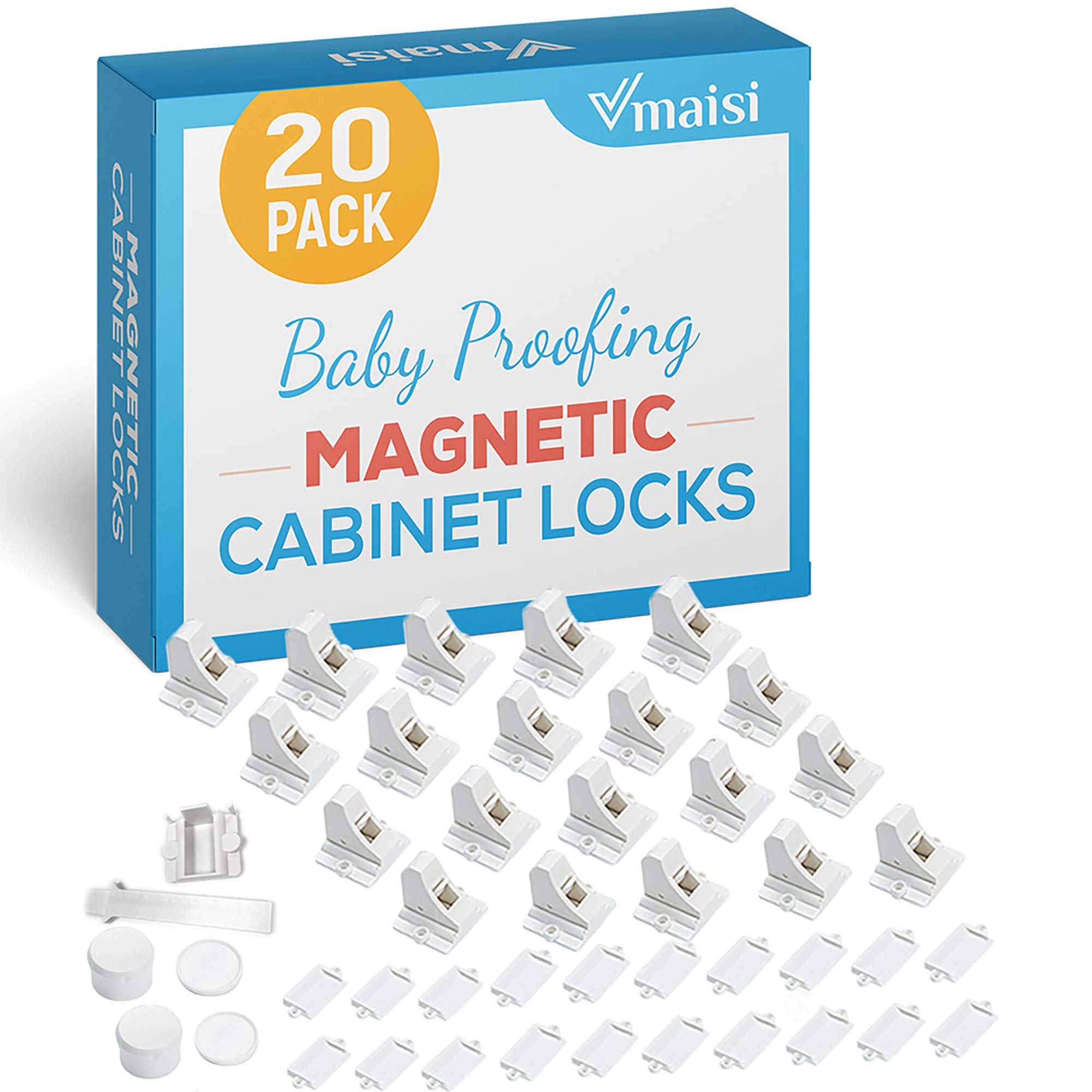 Vmaisi Magnetic Cabinet Locks (20 Pack)
