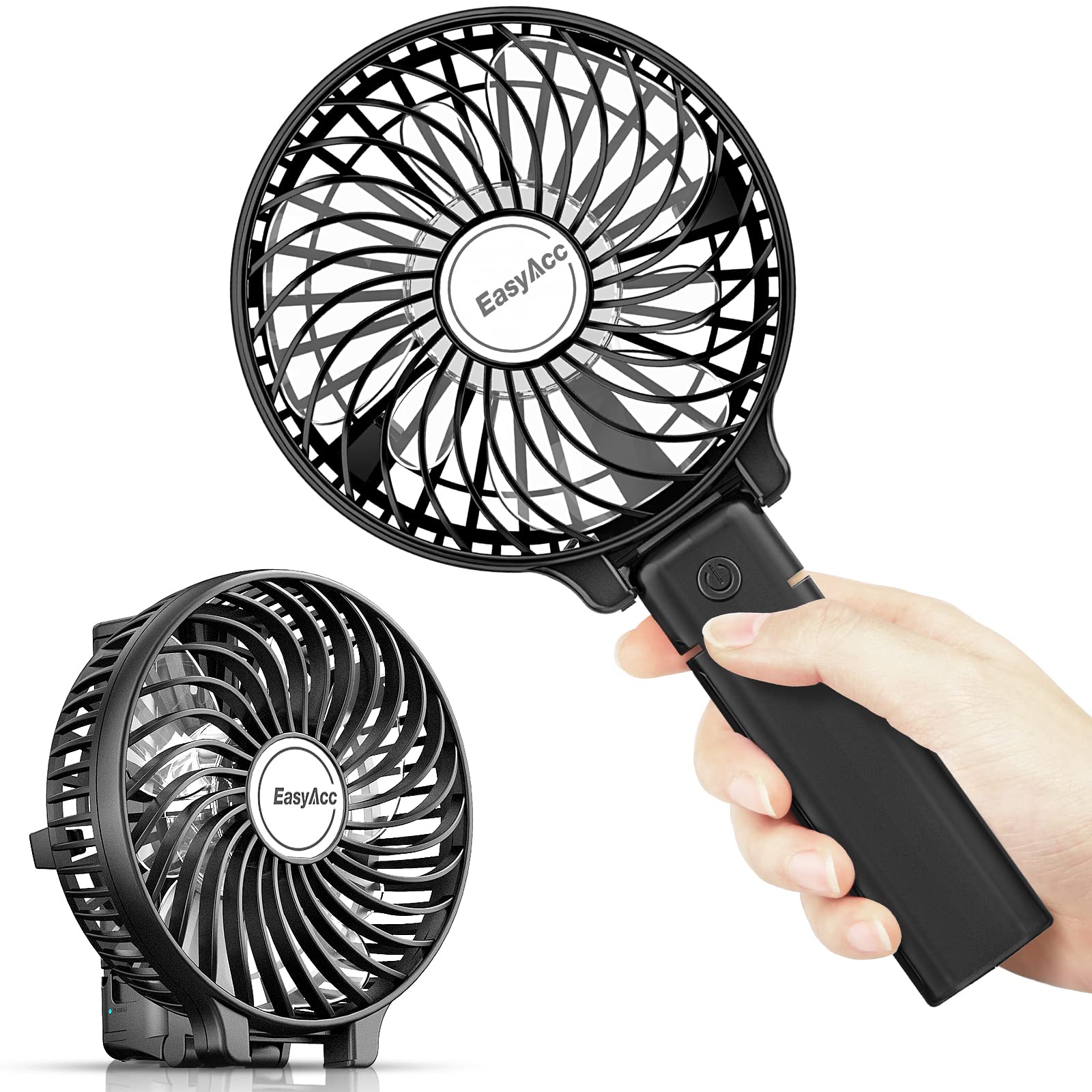 EasyAcc Mini Handheld Fan — Foldable, Rechargeable, Long Runtime