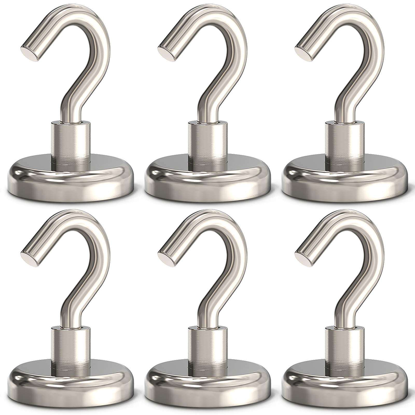 Heavy Duty Magnetic Hook (110 lb) — 6‑Pack
