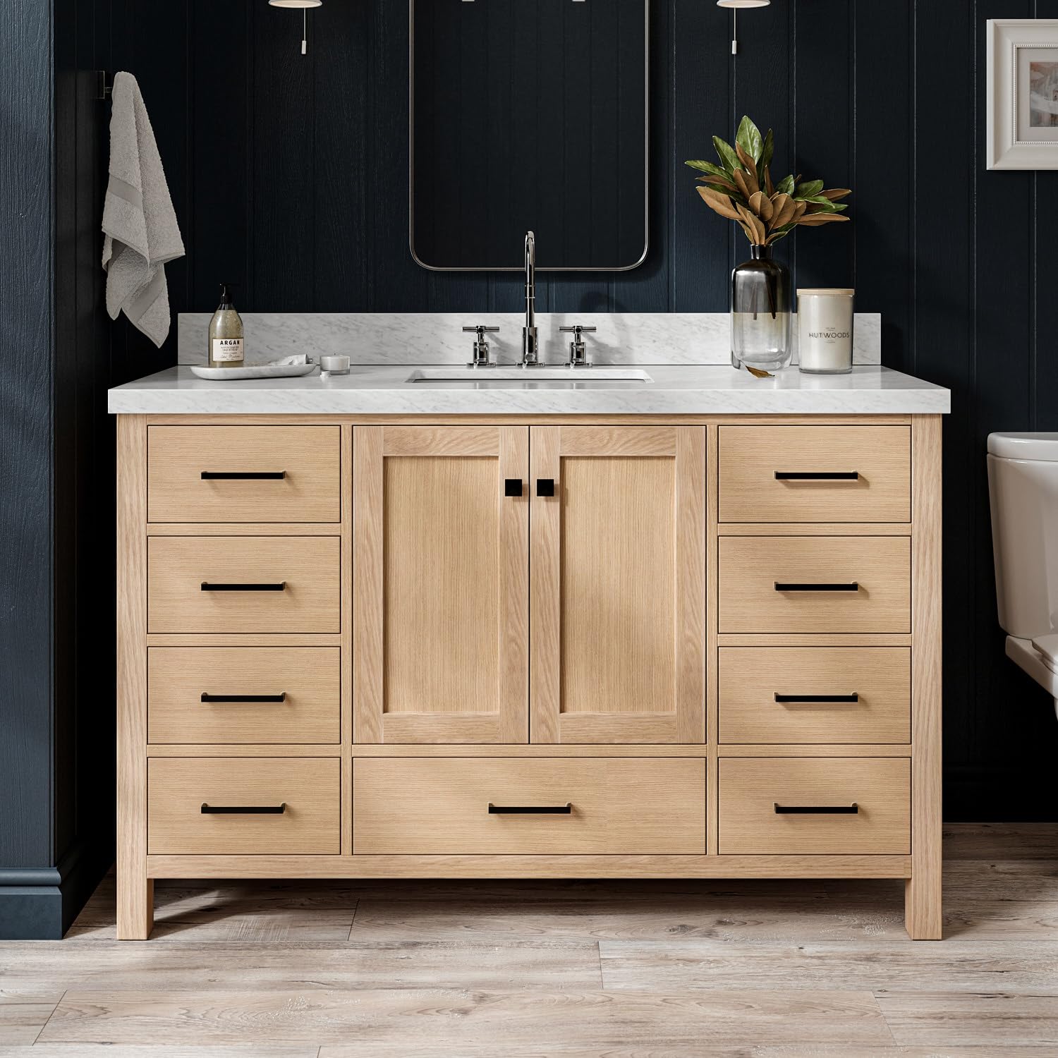 ARIEL Cambridge 54" White Oak Vanity with Quartz Top